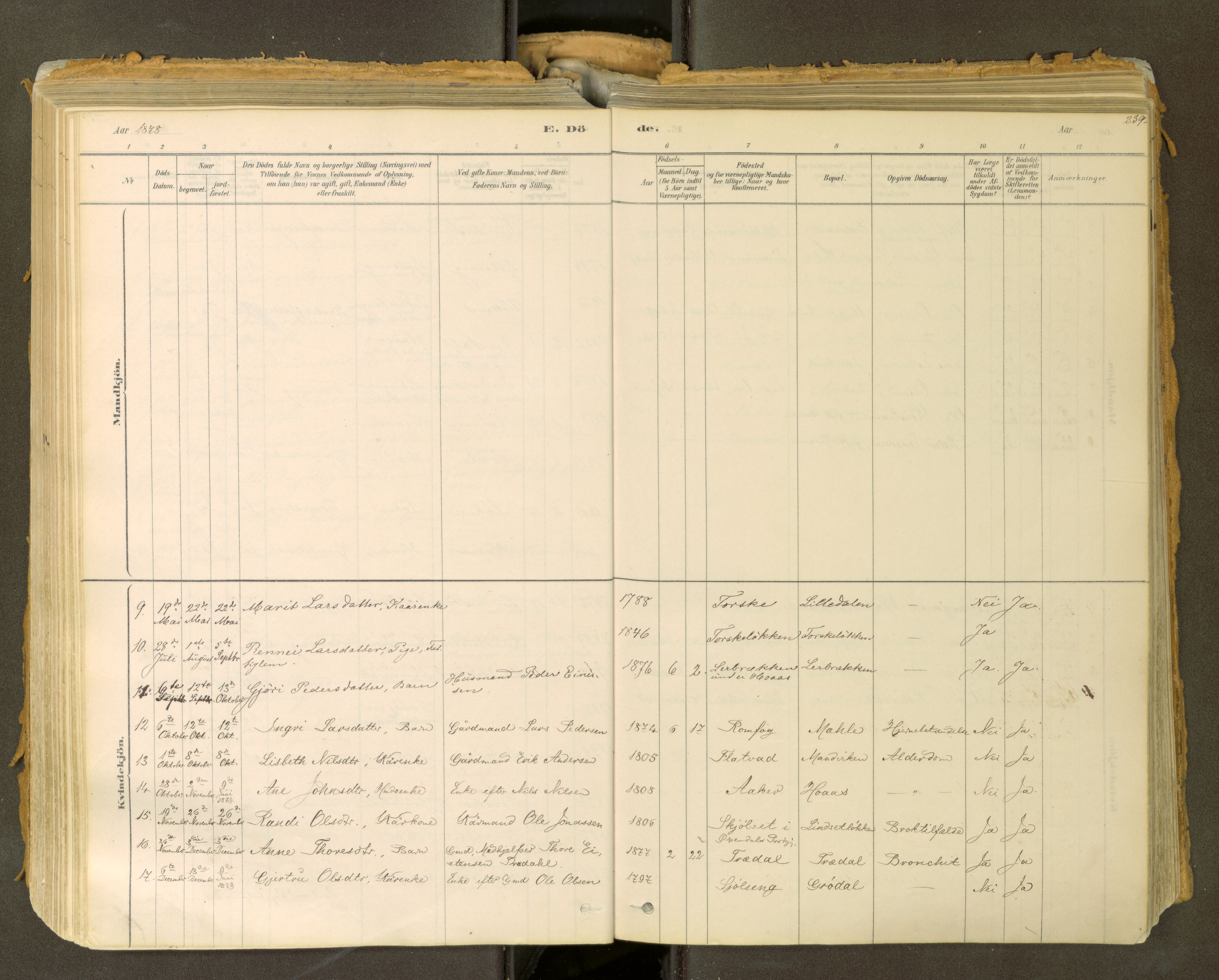 Sunndal sokneprestkontor, SAT/A-1085/1/I/I1/I1a: Parish register (official) no. 2, 1877-1914, p. 239
