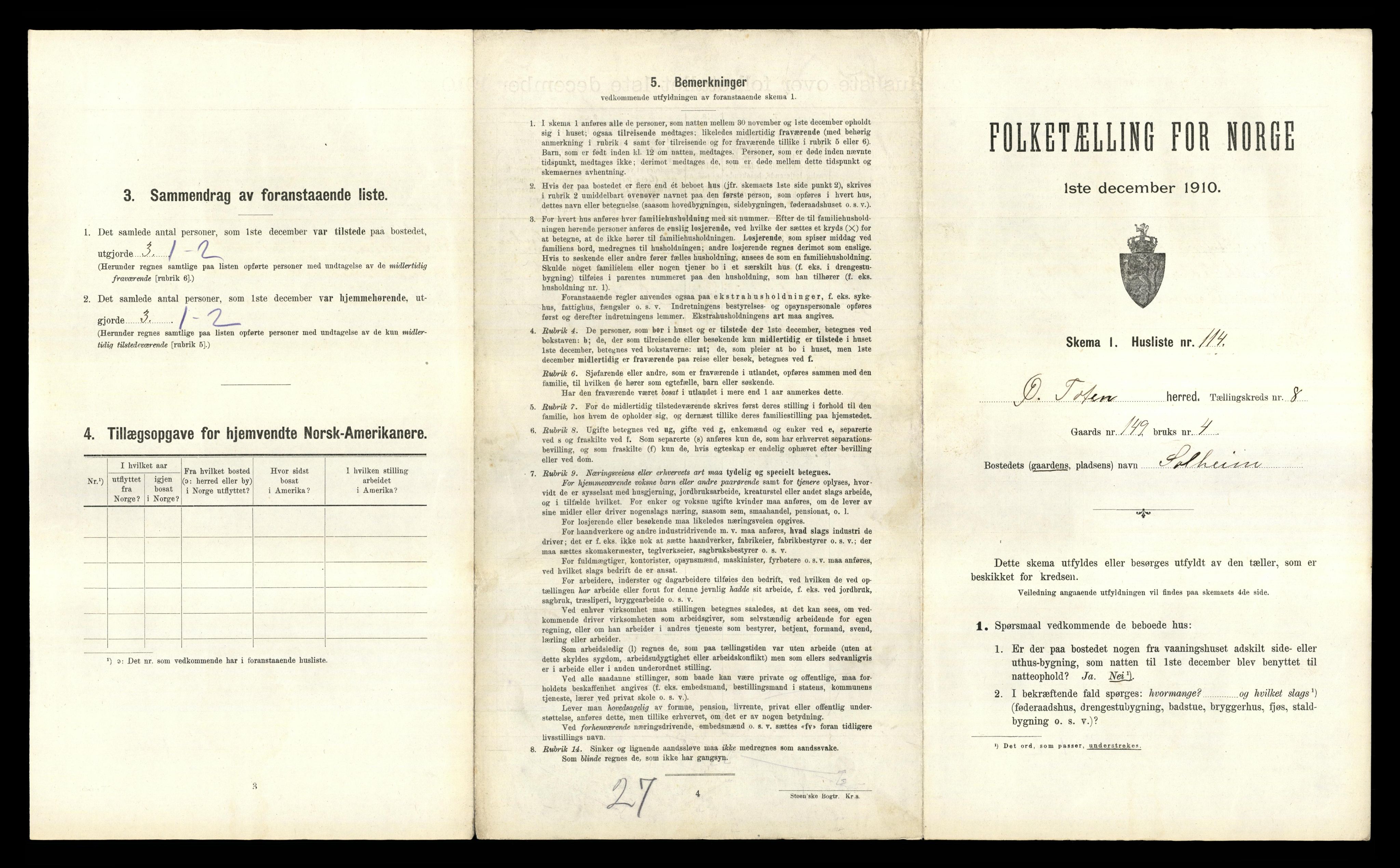 RA, 1910 census for Østre Toten, 1910, p. 2543