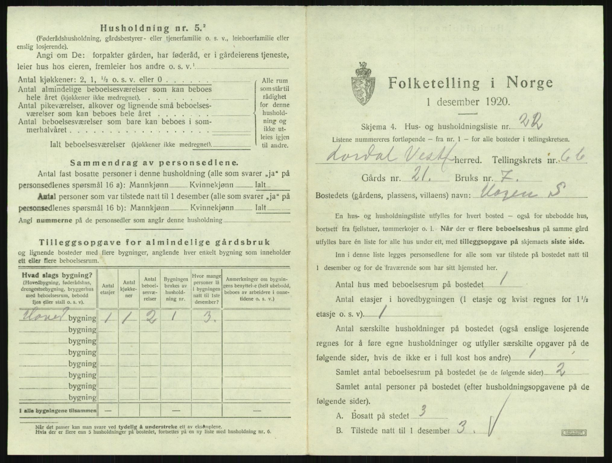 SAKO, 1920 census for Lardal, 1920, p. 963