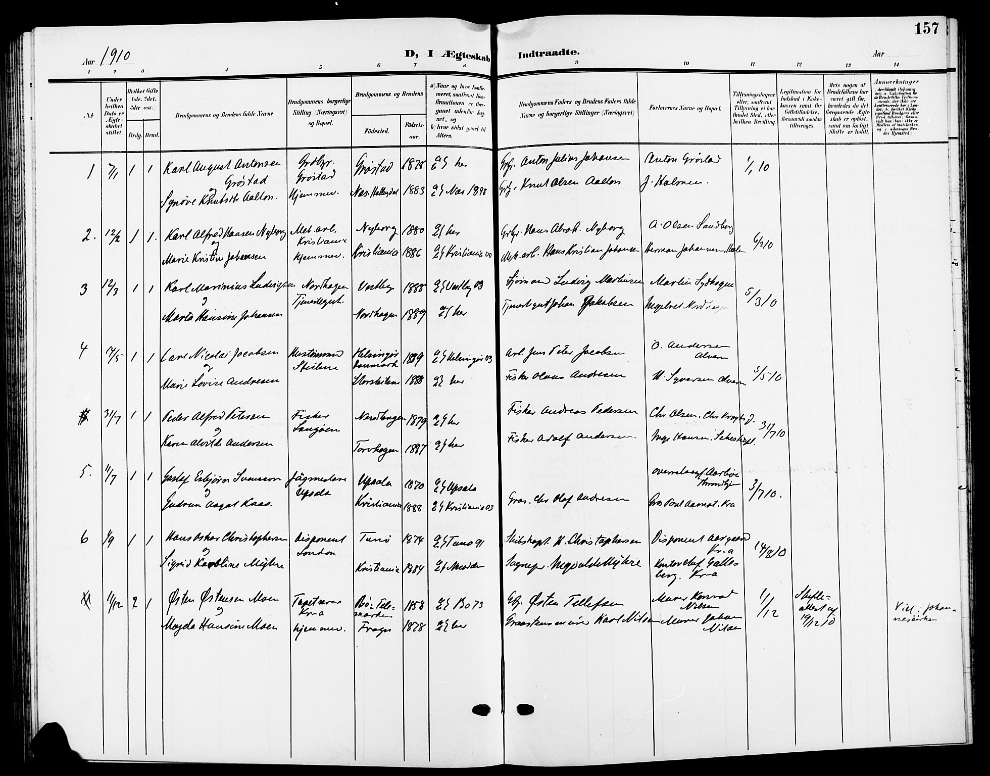 Nesodden prestekontor Kirkebøker, SAO/A-10013/G/Ga/L0002: Parish register (copy) no. I 2, 1905-1924, p. 157