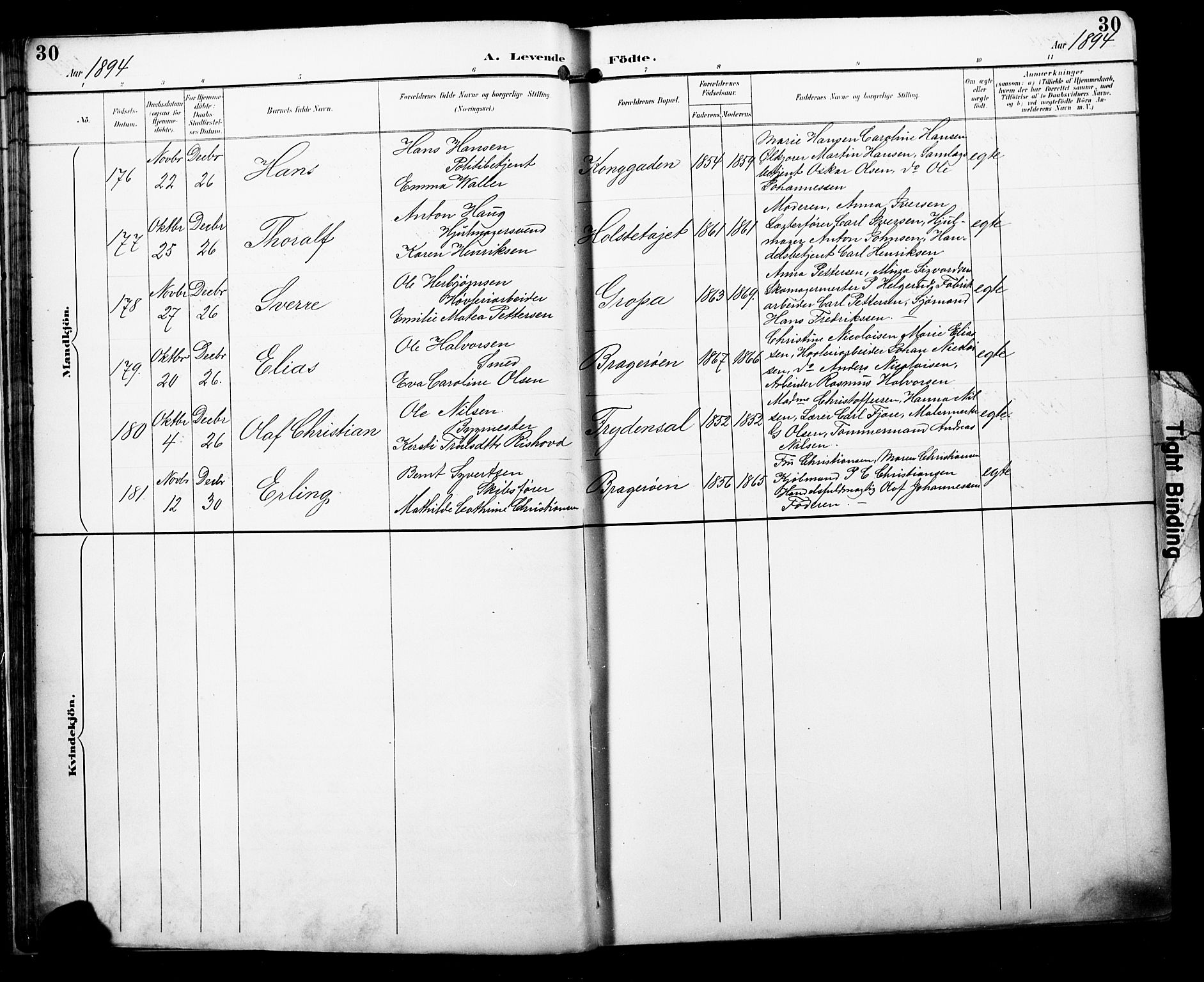 Bragernes kirkebøker, SAKO/A-6/F/Fb/L0008: Parish register (official) no. II 8, 1894-1902, p. 30