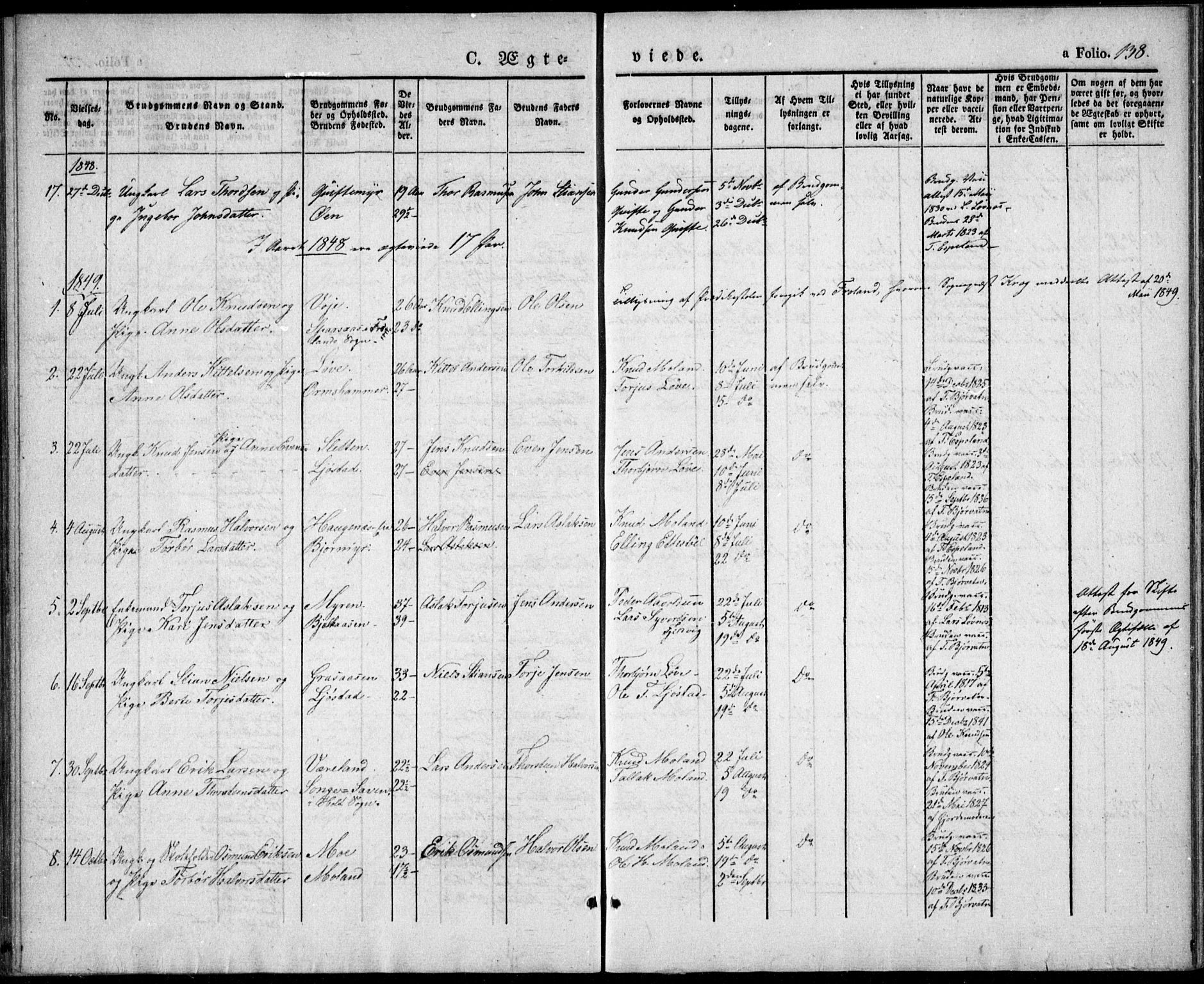 Gjerstad sokneprestkontor, AV/SAK-1111-0014/F/Fa/Fab/L0002: Parish register (official) no. A 2, 1835-1852, p. 138