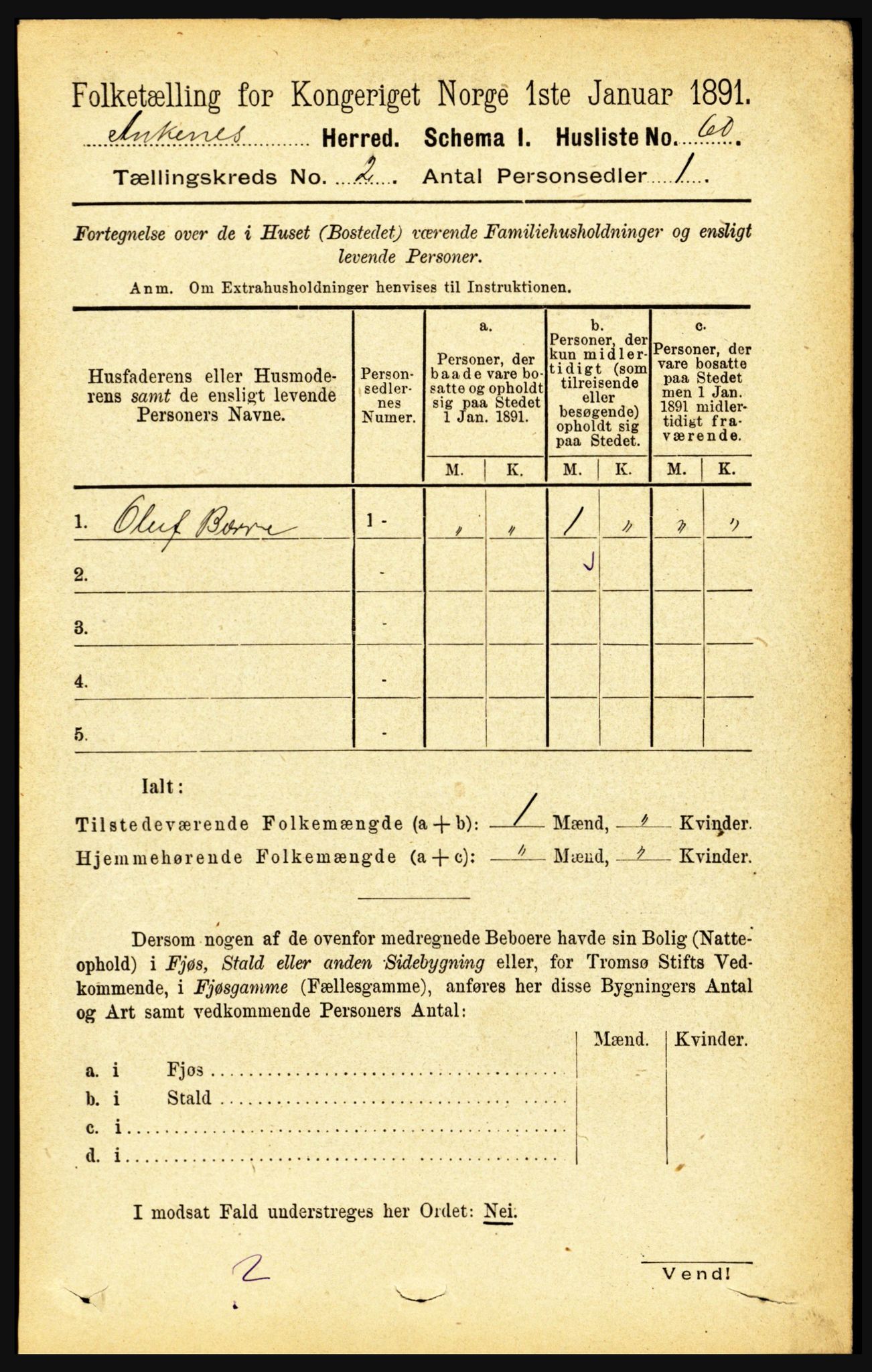 RA, 1891 census for 1855 Ankenes, 1891, p. 765