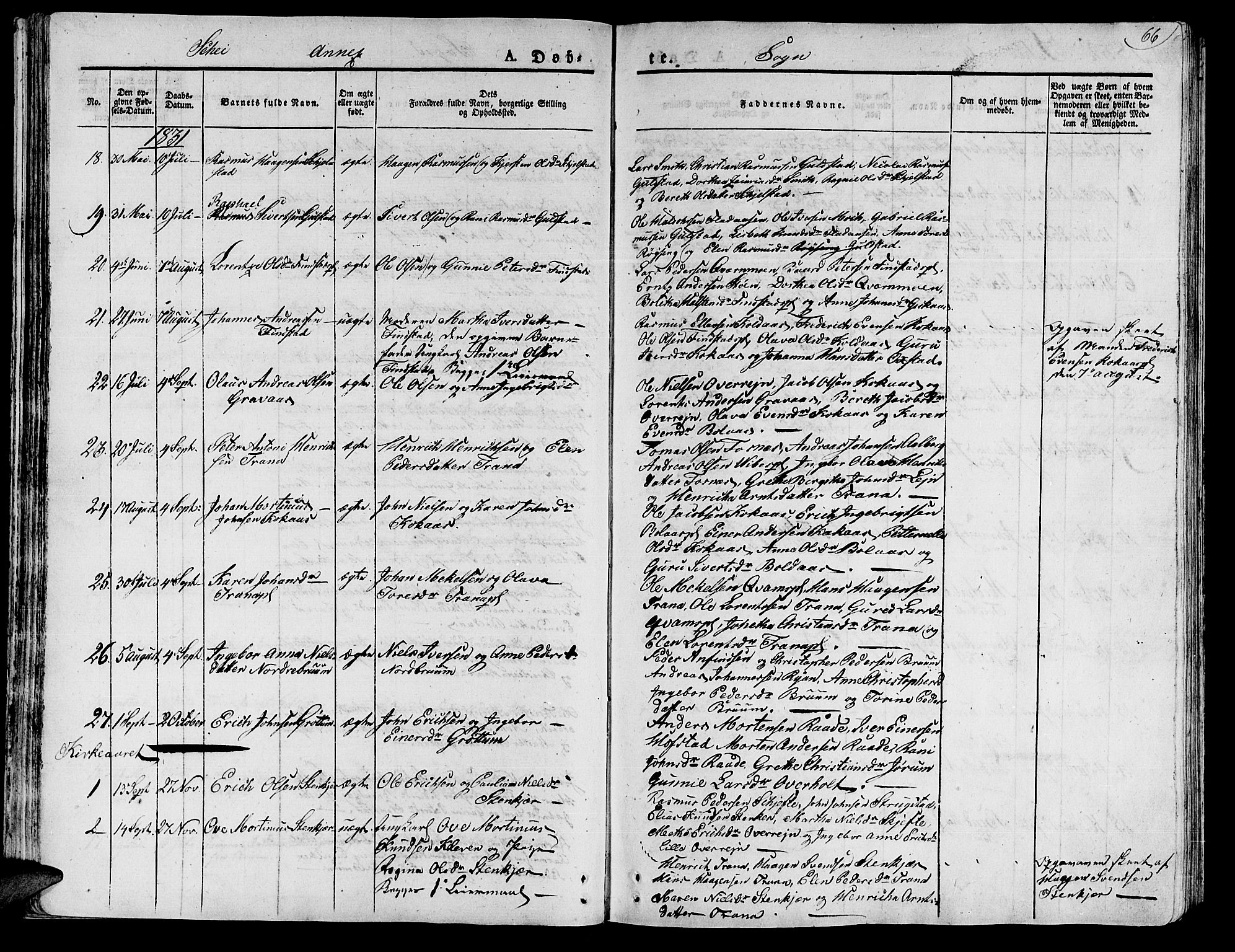 Ministerialprotokoller, klokkerbøker og fødselsregistre - Nord-Trøndelag, SAT/A-1458/735/L0336: Parish register (official) no. 735A05 /2, 1825-1835, p. 66
