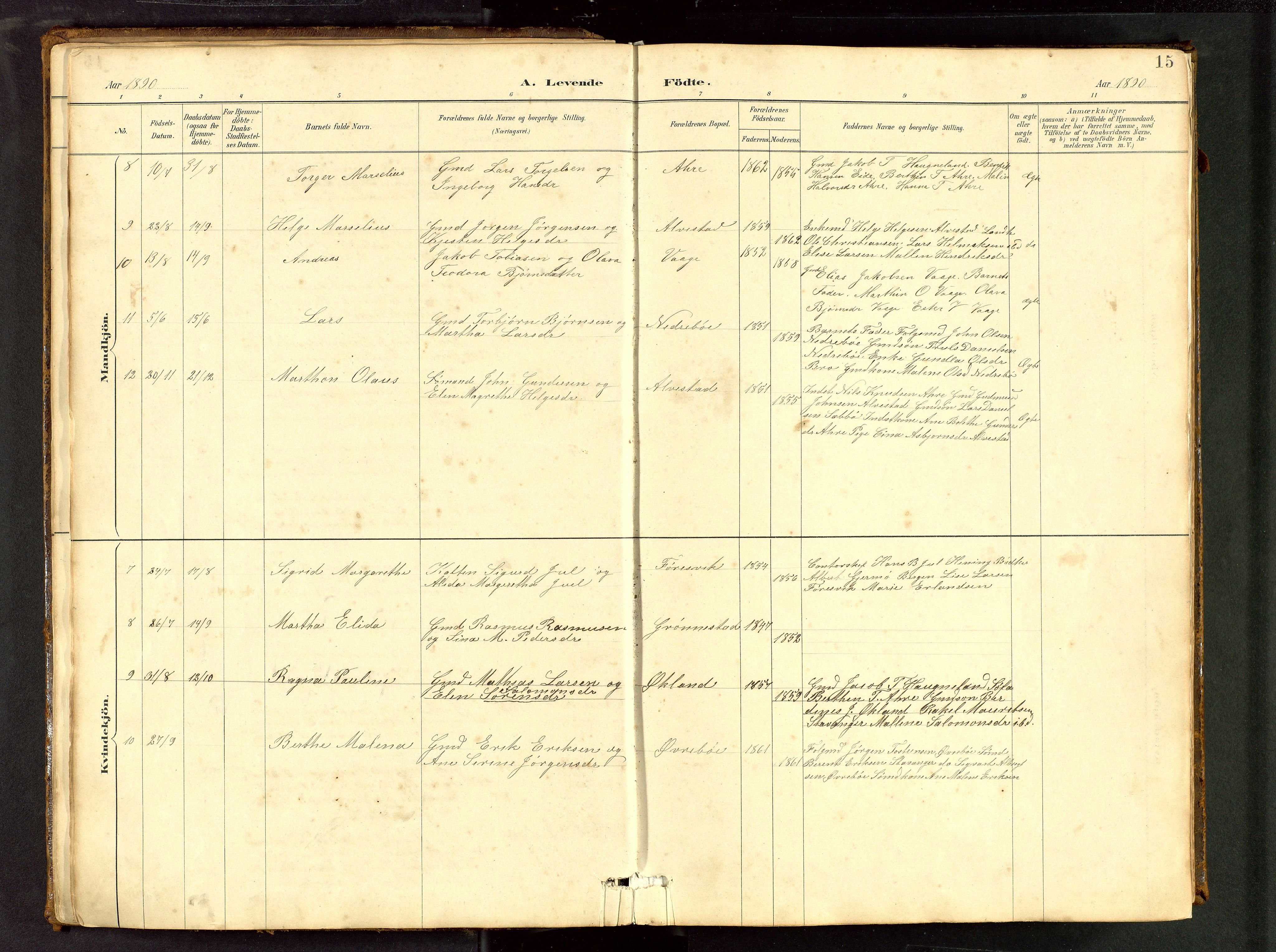 Tysvær sokneprestkontor, AV/SAST-A -101864/H/Ha/Hab/L0005: Parish register (copy) no. B 5, 1887-1947, p. 15