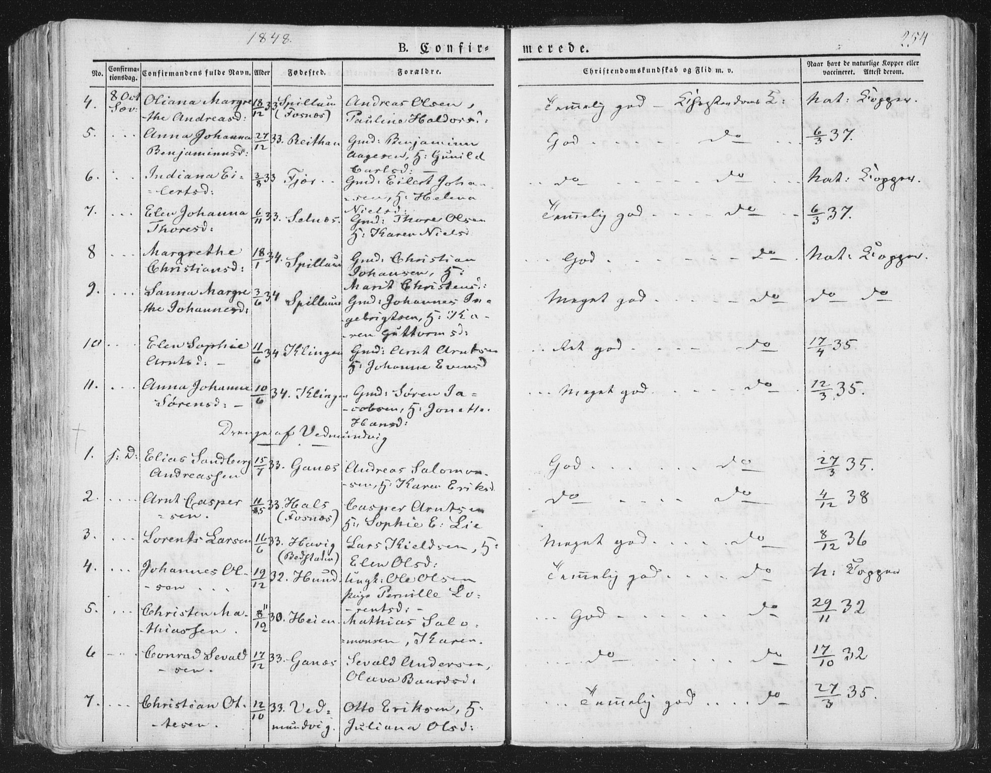 Ministerialprotokoller, klokkerbøker og fødselsregistre - Nord-Trøndelag, AV/SAT-A-1458/764/L0551: Parish register (official) no. 764A07a, 1824-1864, p. 254