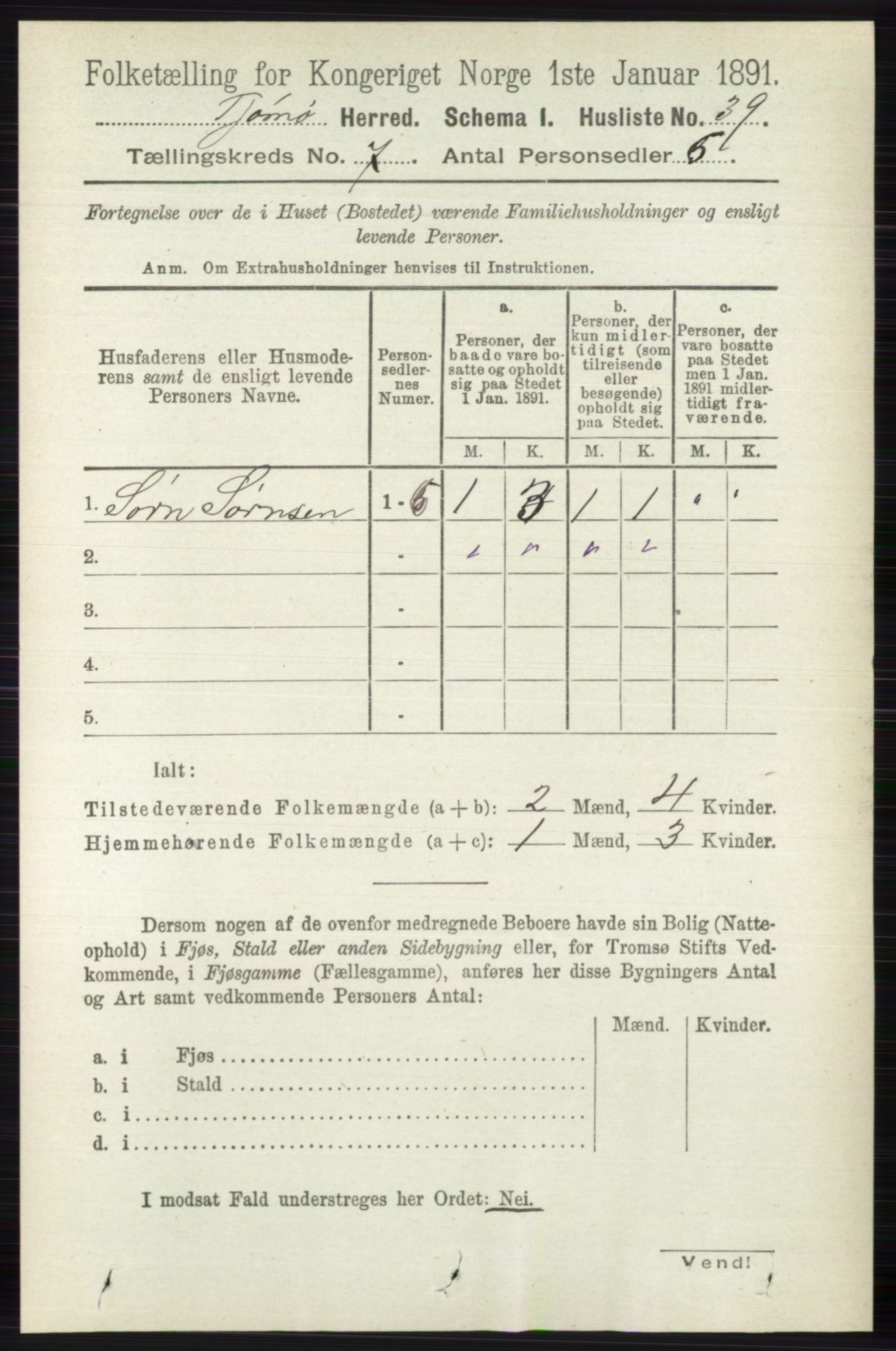 RA, 1891 census for 0723 Tjøme, 1891, p. 2451