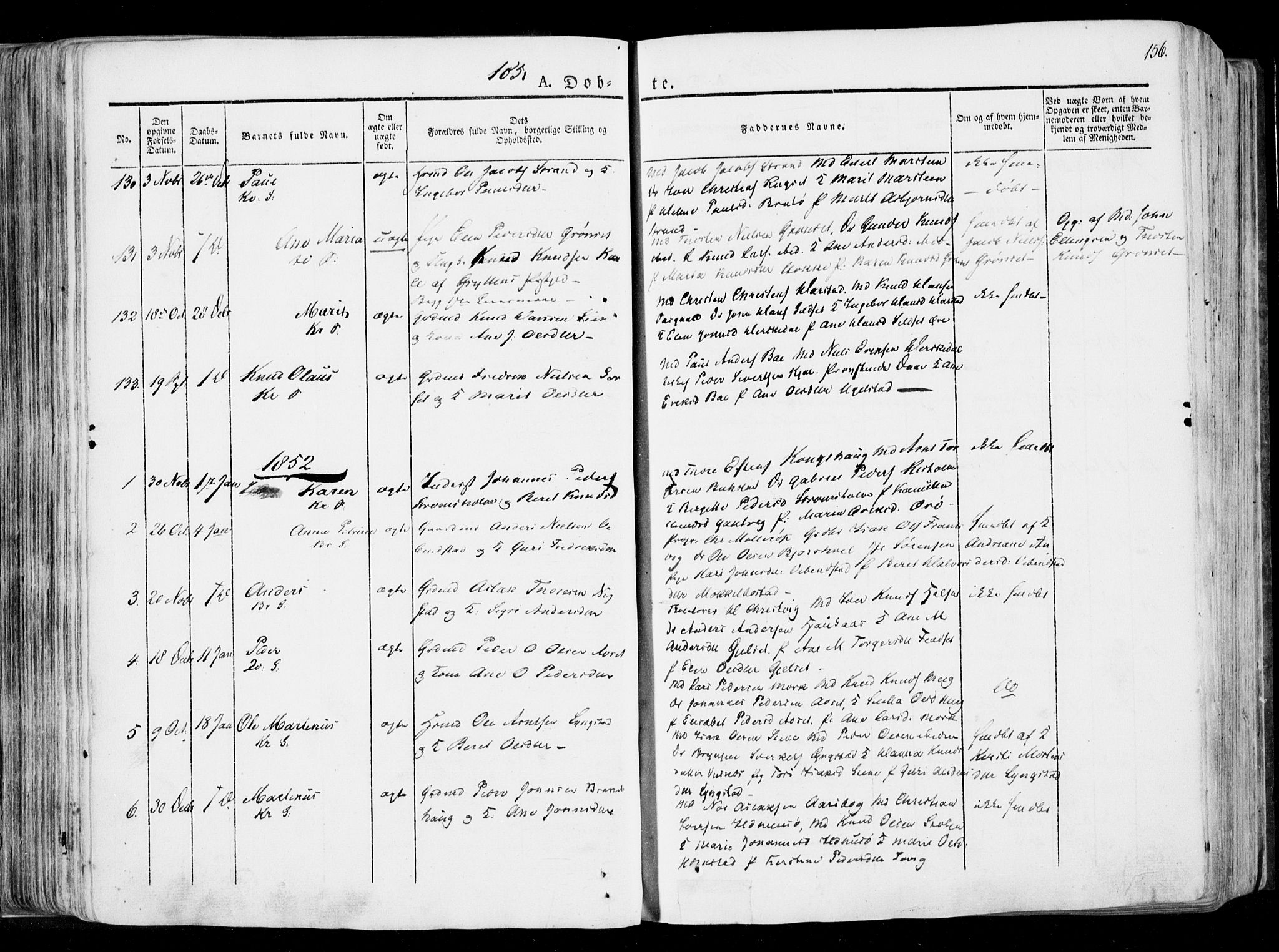 Ministerialprotokoller, klokkerbøker og fødselsregistre - Møre og Romsdal, AV/SAT-A-1454/568/L0803: Parish register (official) no. 568A10, 1830-1853, p. 156