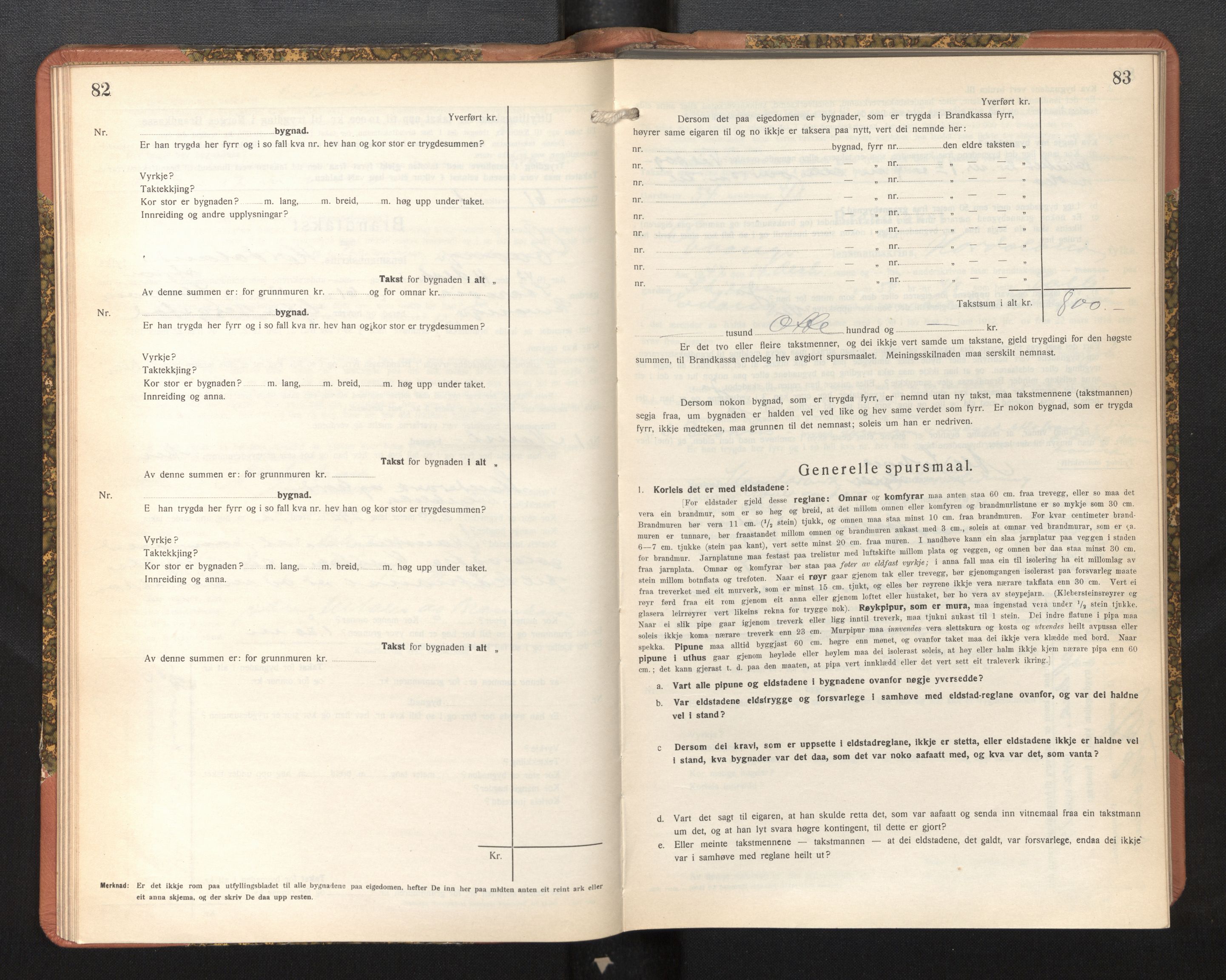 Lensmannen i Evanger, AV/SAB-A-31701/0012/L0006: Branntakstprotokoll, skjematakst, 1936-1955, p. 82-83