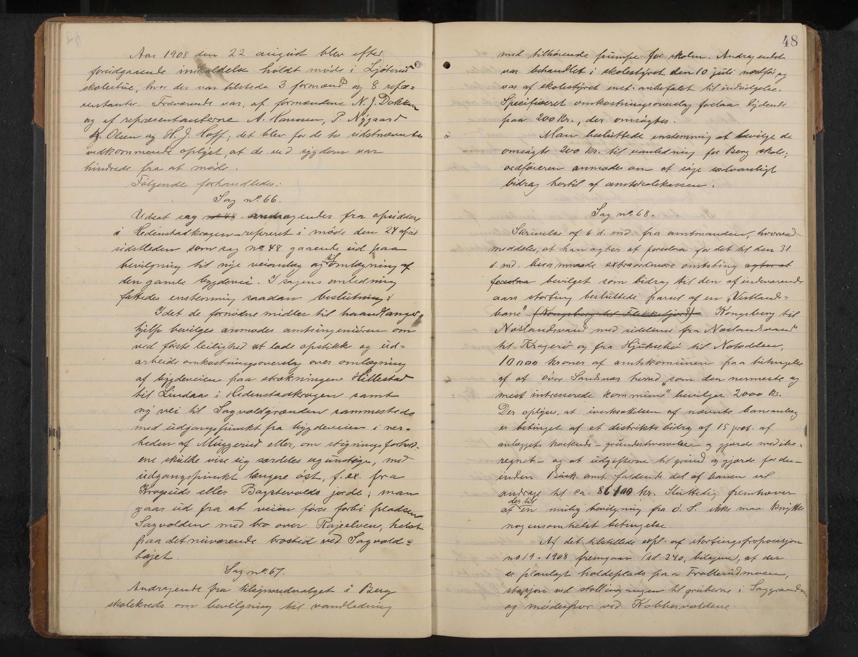 Øvre Sandsvær formannskap og sentraladministrasjon, IKAK/0630021/A/L0001: Møtebok med register, 1908-1913, p. 48