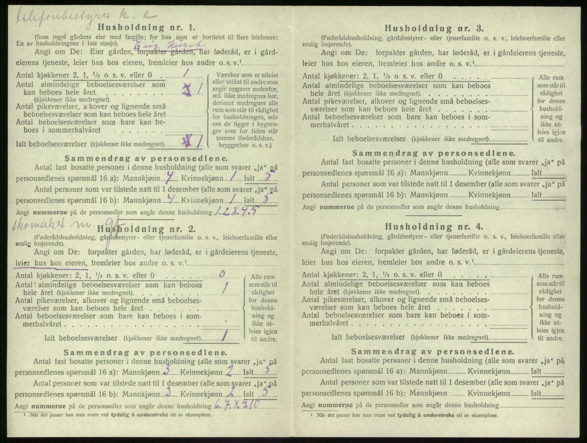 SAB, 1920 census for Jølster, 1920, p. 392