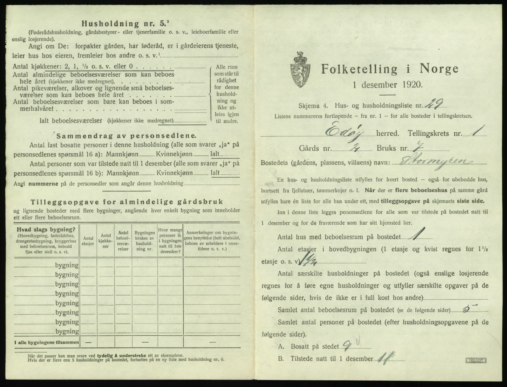 SAT, 1920 census for Edøy, 1920, p. 88