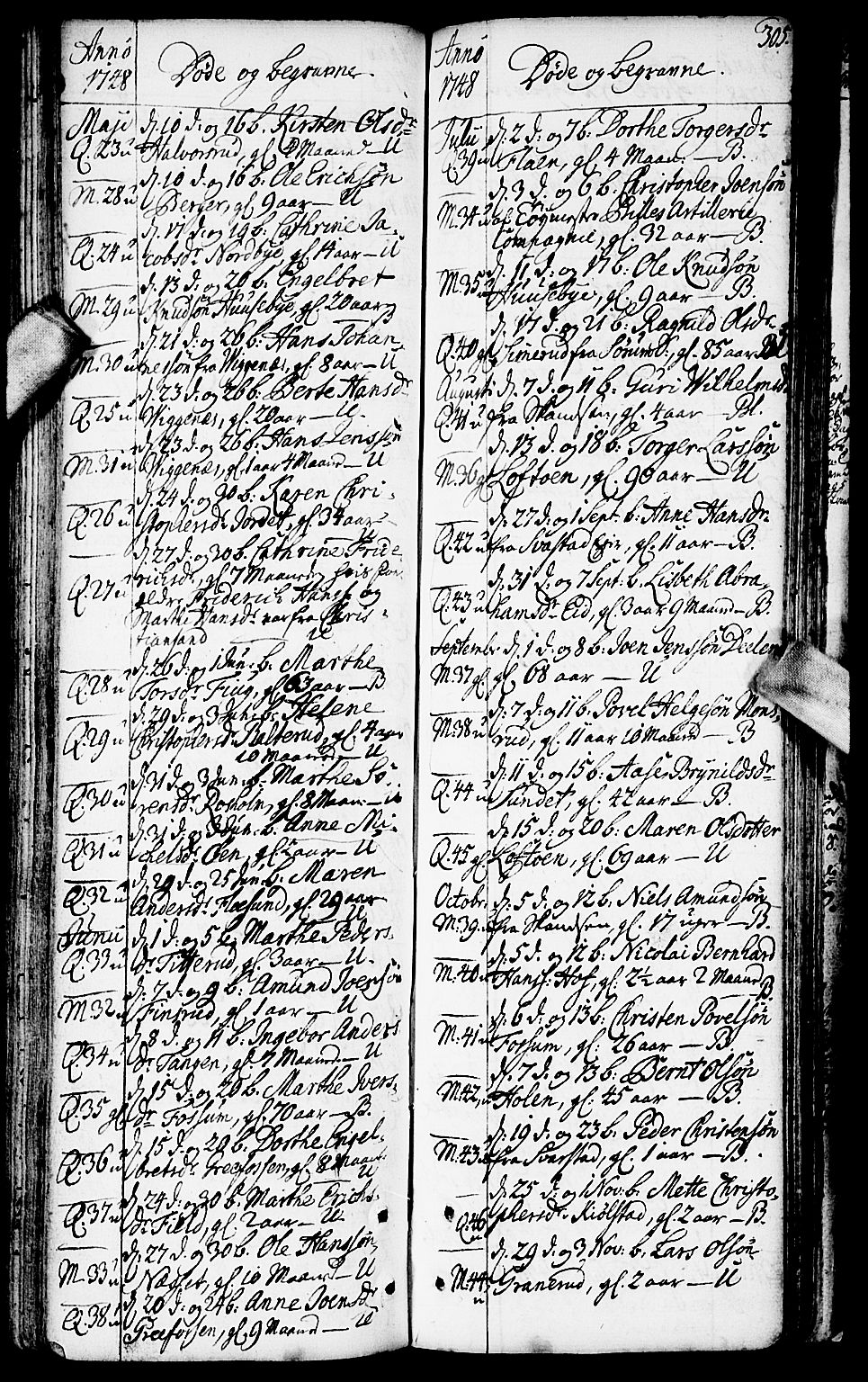 Aurskog prestekontor Kirkebøker, SAO/A-10304a/F/Fa/L0002: Parish register (official) no. I 2, 1735-1766, p. 305