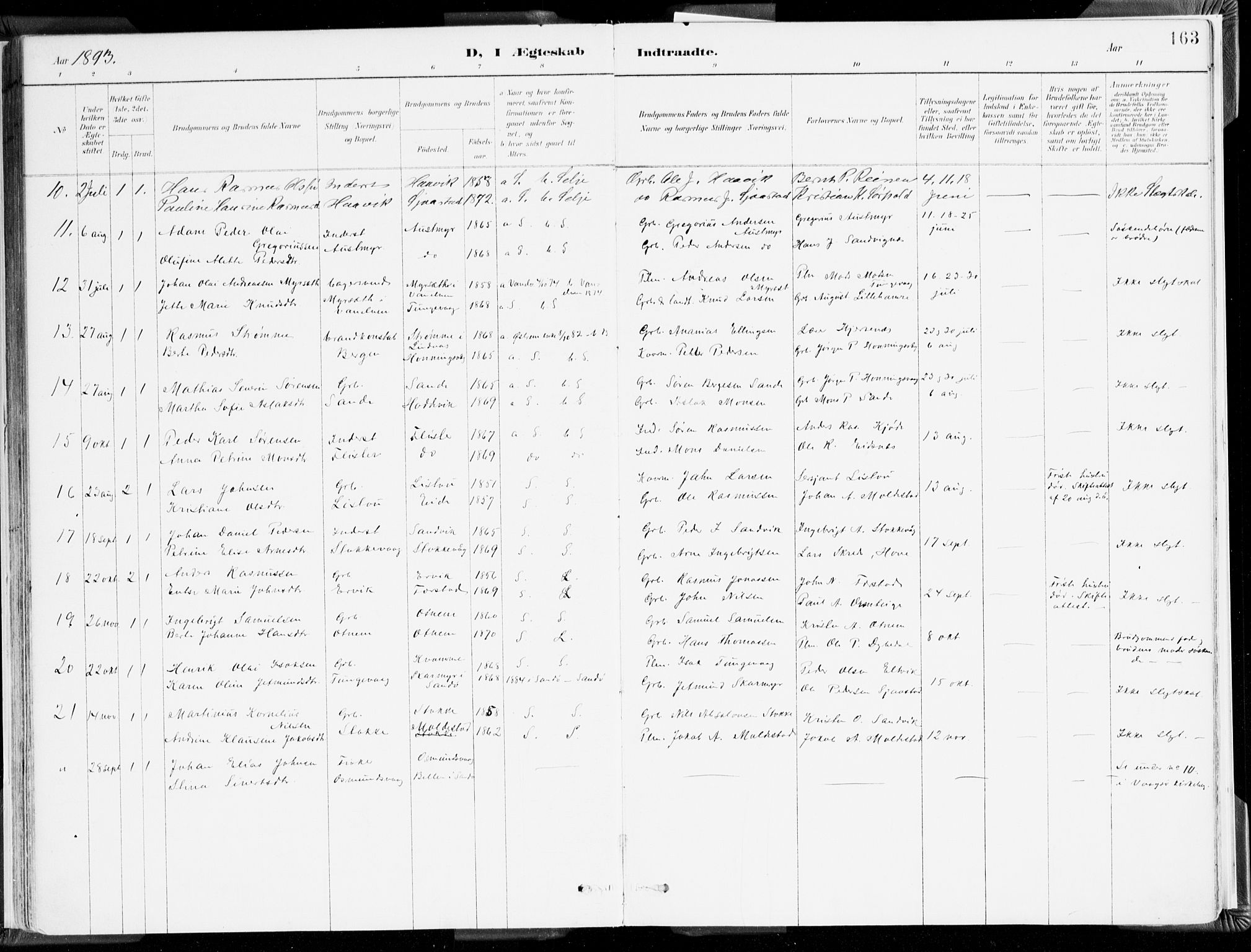 Selje sokneprestembete, AV/SAB-A-99938/H/Ha/Haa/Haab: Parish register (official) no. B 2, 1891-1907, p. 163