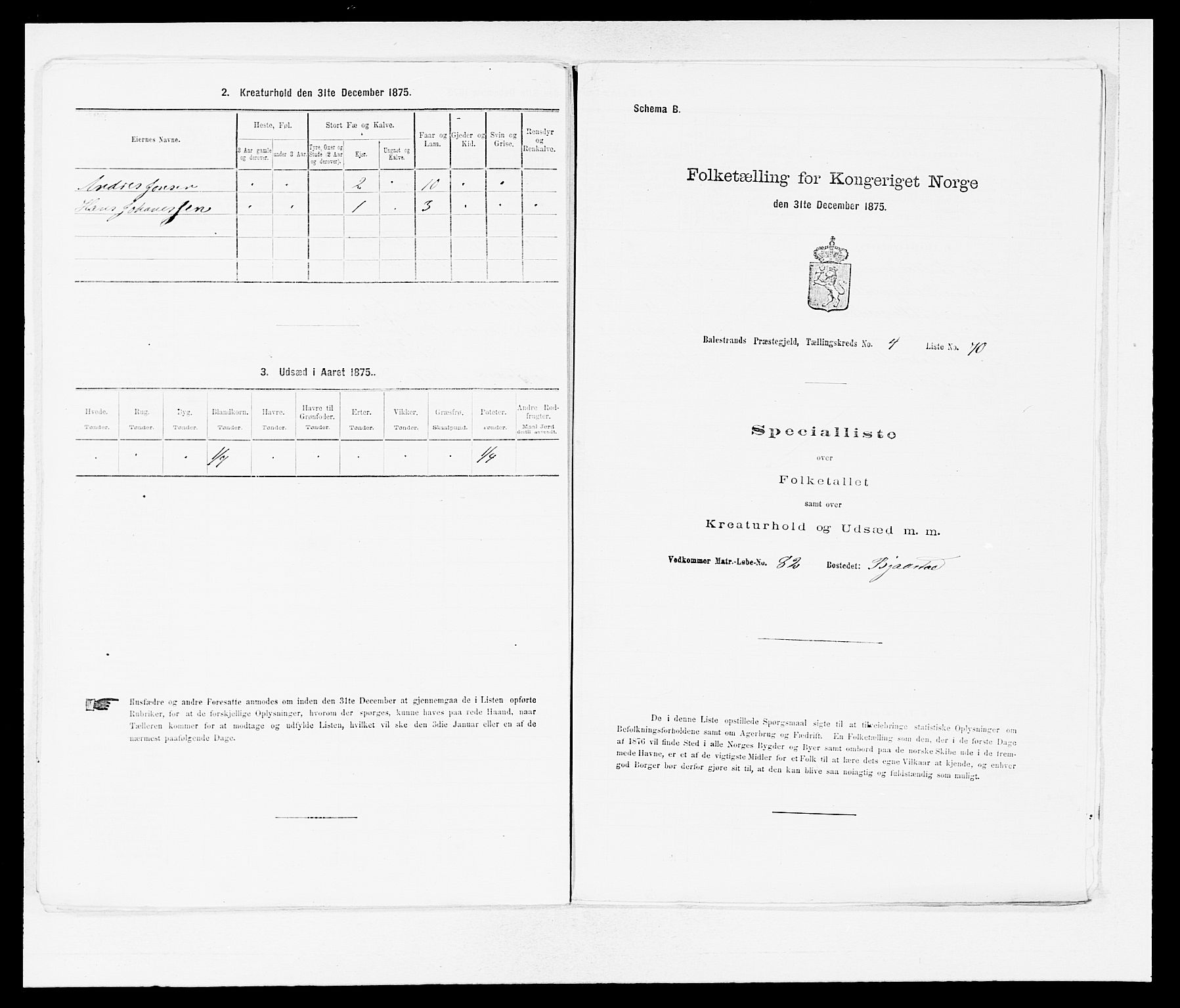 SAB, 1875 census for 1418P Balestrand, 1875, p. 592