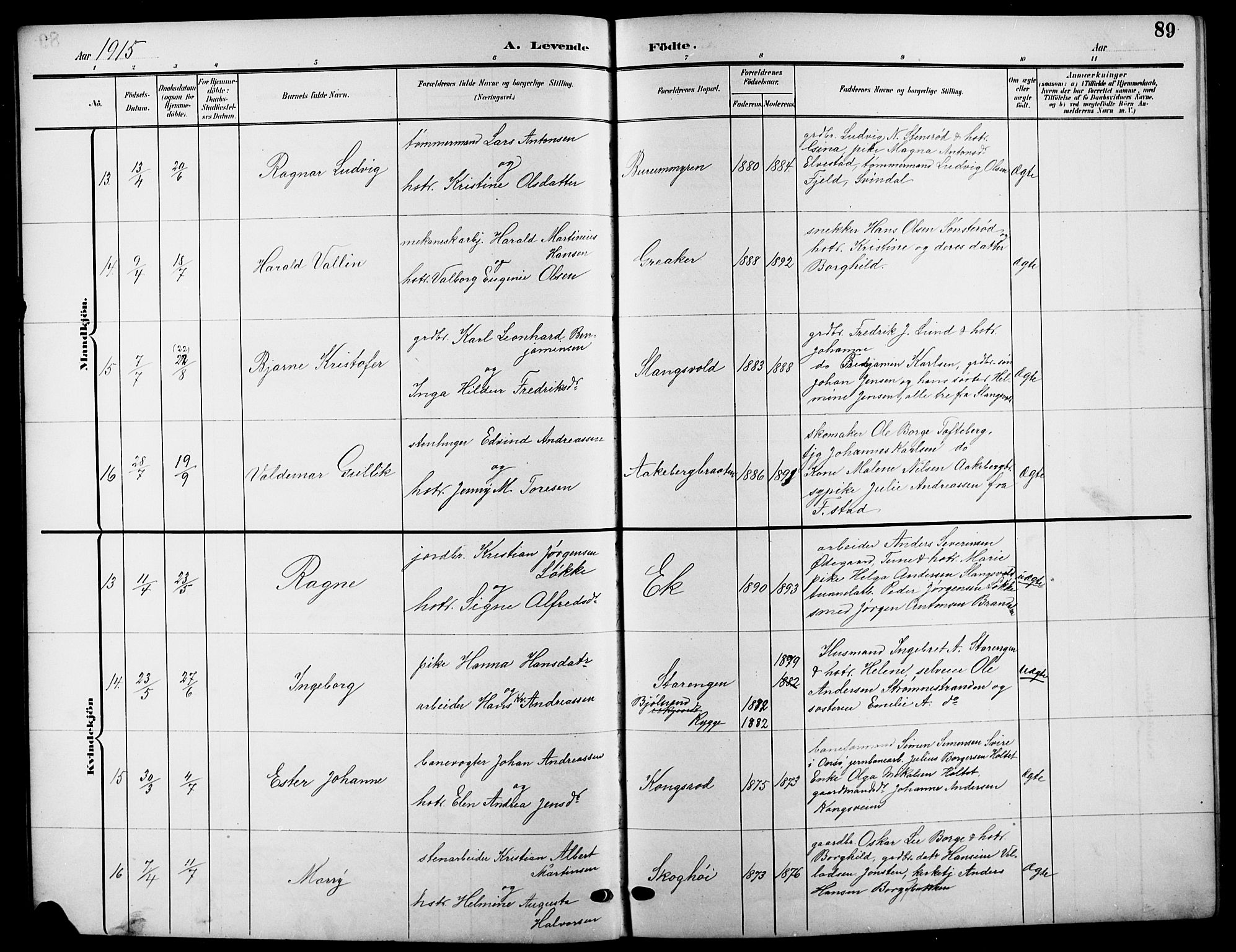 Råde prestekontor kirkebøker, AV/SAO-A-2009/G/Ga/L0001: Parish register (copy) no. 1, 1903-1925, p. 89