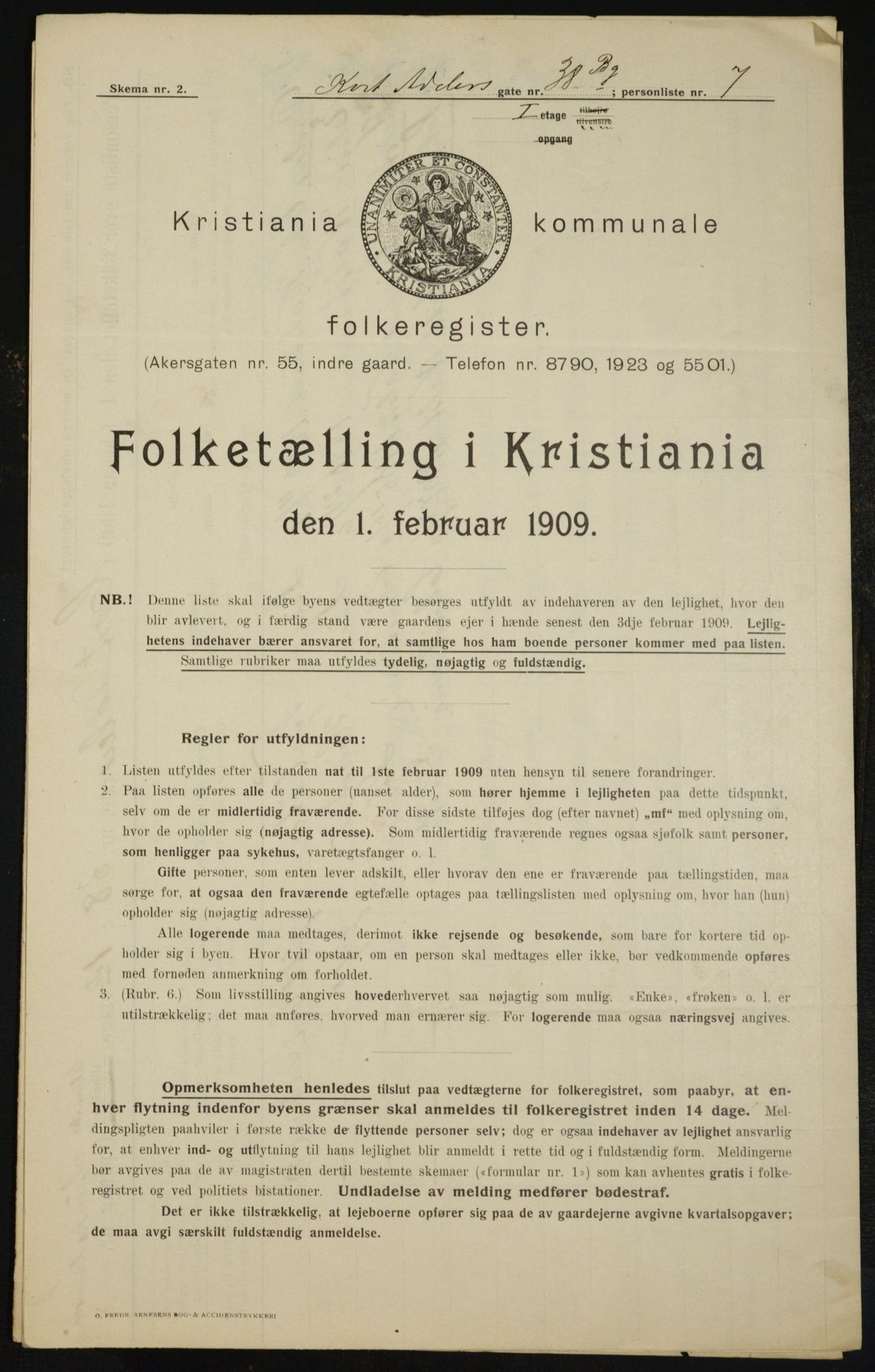 OBA, Municipal Census 1909 for Kristiania, 1909, p. 12728