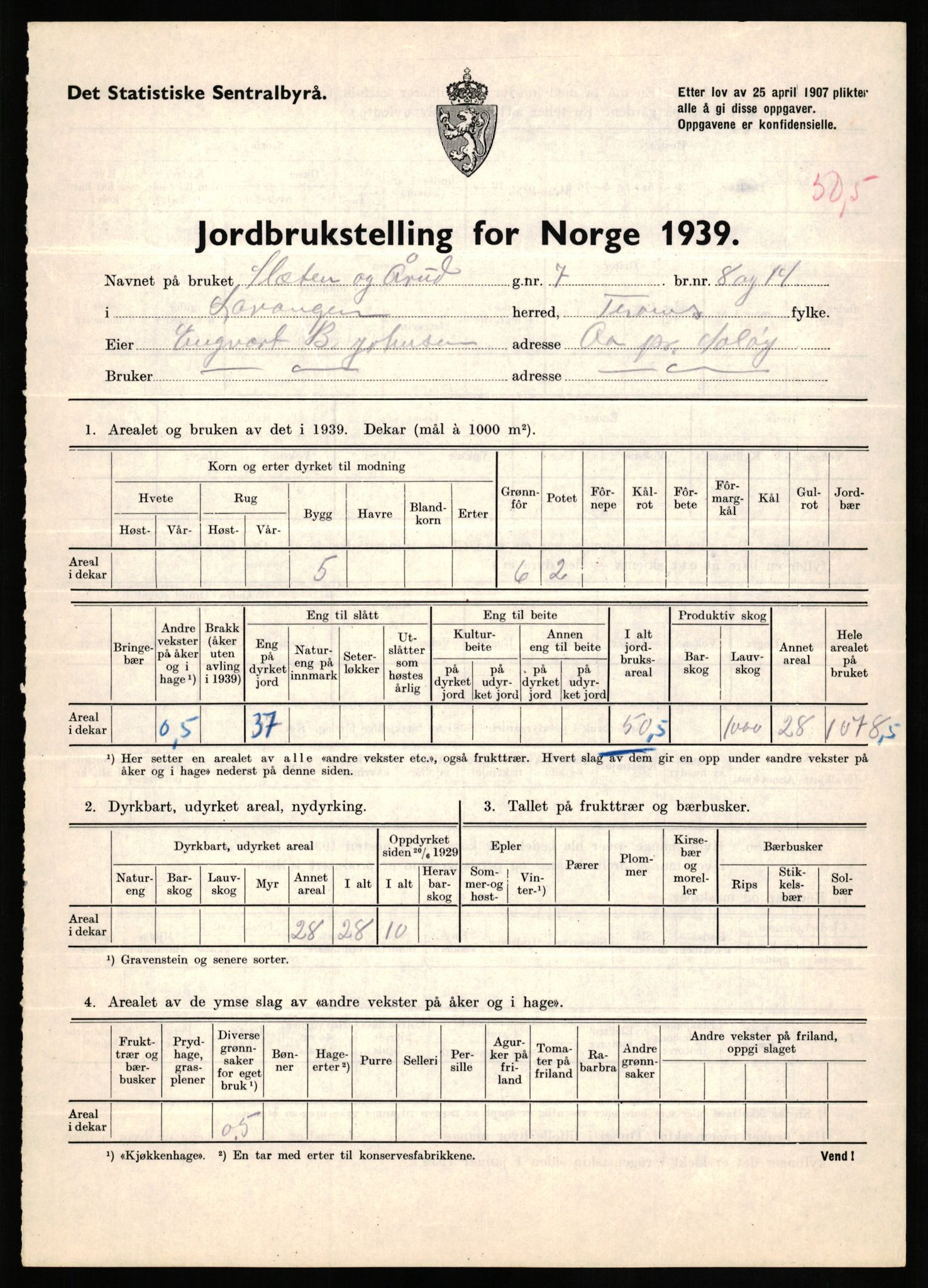 Statistisk sentralbyrå, Næringsøkonomiske emner, Jordbruk, skogbruk, jakt, fiske og fangst, AV/RA-S-2234/G/Gb/L0339: Troms: Andørja, Astafjord og Lavangen, 1939, p. 1292