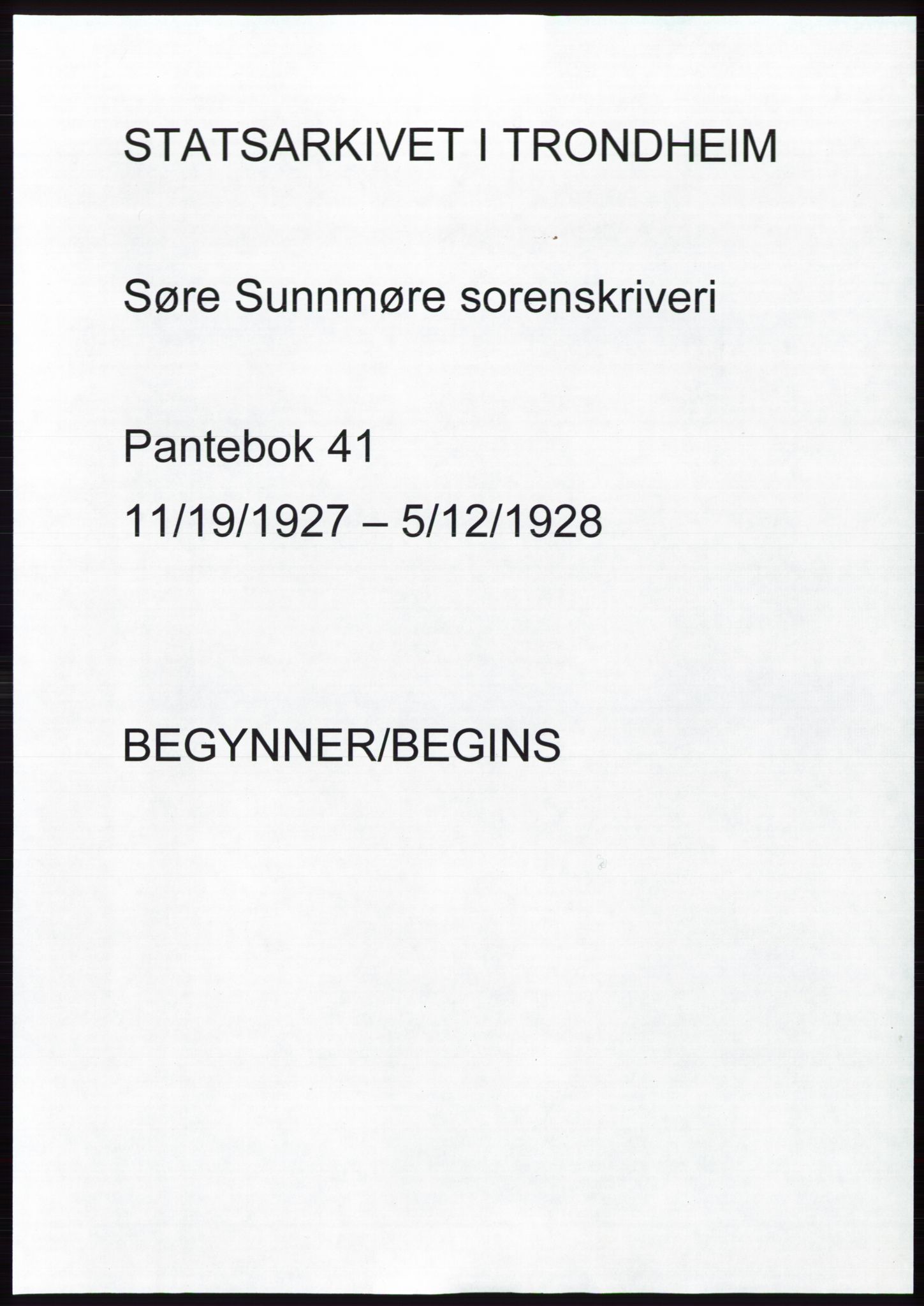 Søre Sunnmøre sorenskriveri, AV/SAT-A-4122/1/2/2C/L0047: Mortgage book no. 41, 1927-1928, Deed date: 19.11.1927