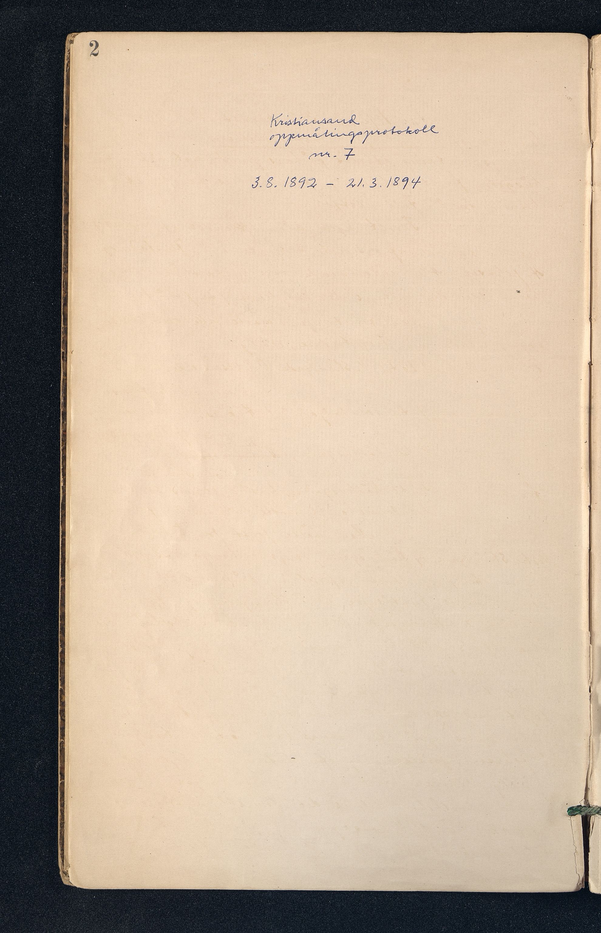 Kristiansand By - Magistraten, ARKSOR/1001KG122/I/Ic/L0009: Grunnmålingsprotokoll nr.7 (d), 1892-1894