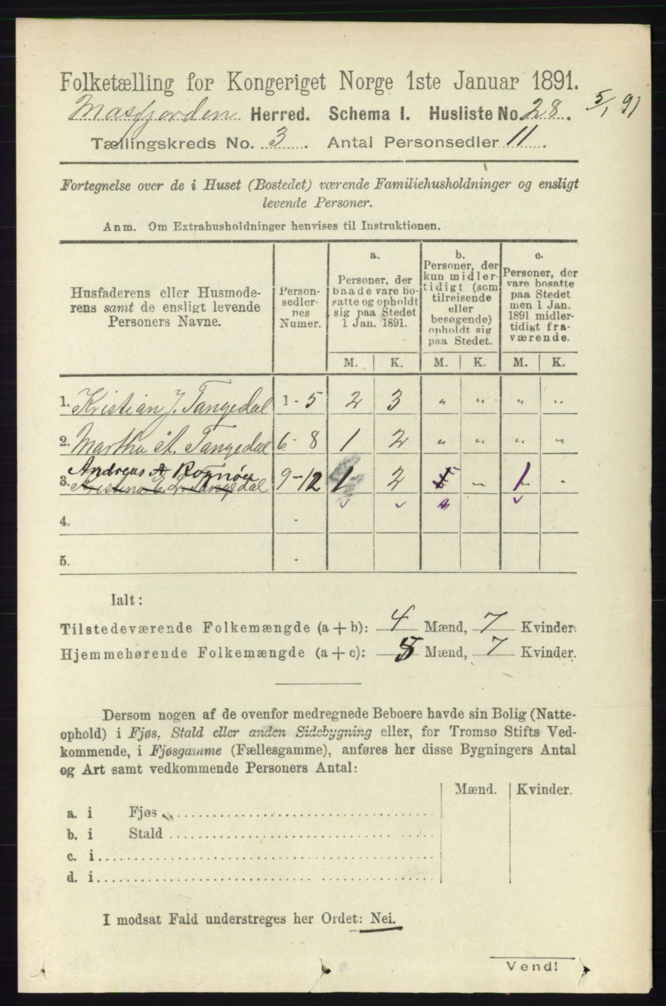 RA, 1891 census for 1266 Masfjorden, 1891, p. 523