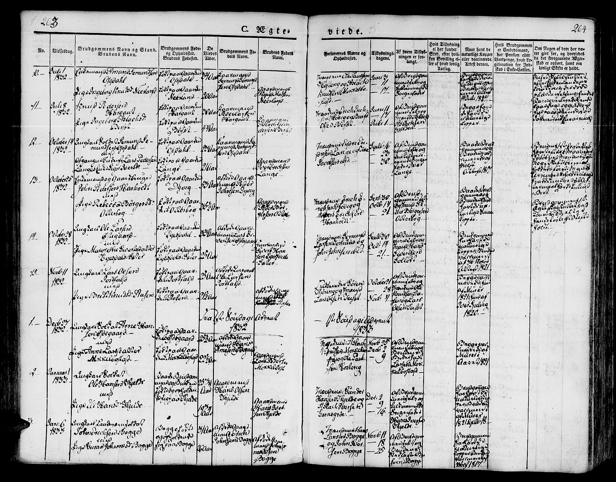 Ministerialprotokoller, klokkerbøker og fødselsregistre - Møre og Romsdal, SAT/A-1454/551/L0624: Parish register (official) no. 551A04, 1831-1845, p. 263-264