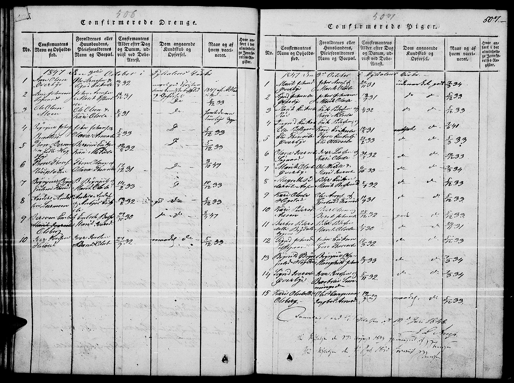 Tynset prestekontor, SAH/PREST-058/H/Ha/Hab/L0004: Parish register (copy) no. 4, 1814-1879, p. 506-507
