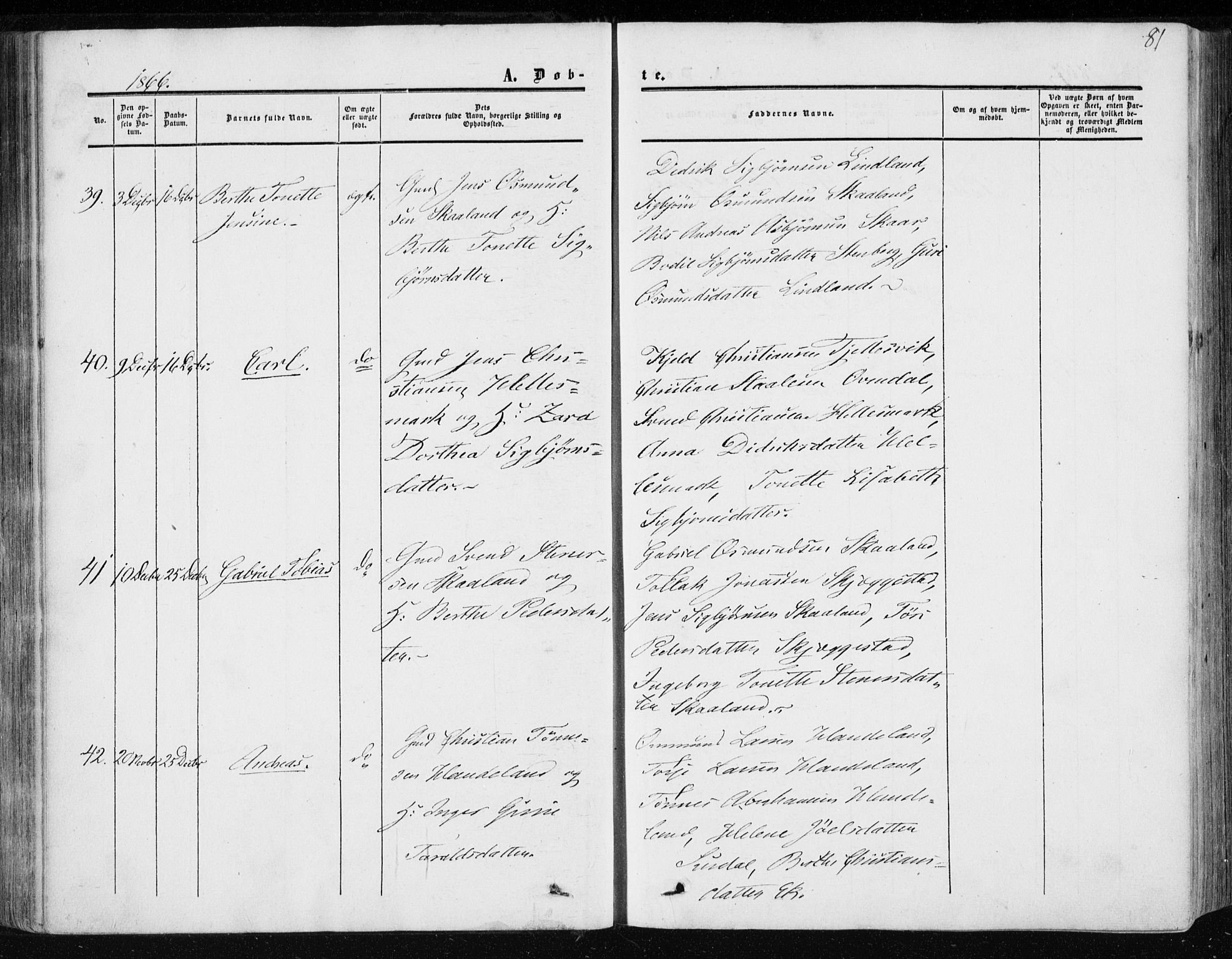 Lund sokneprestkontor, AV/SAST-A-101809/S06/L0009: Parish register (official) no. A 8, 1853-1877, p. 81