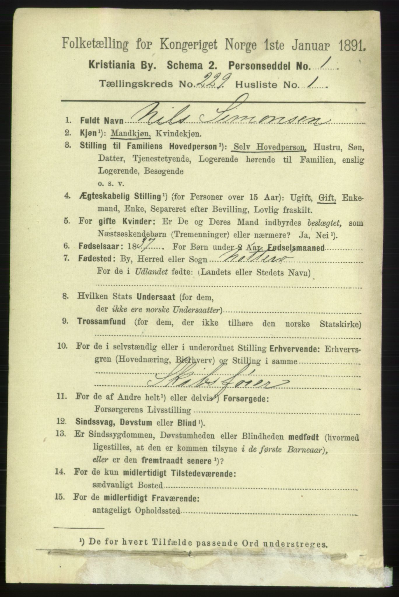RA, 1891 census for 0301 Kristiania, 1891, p. 140395