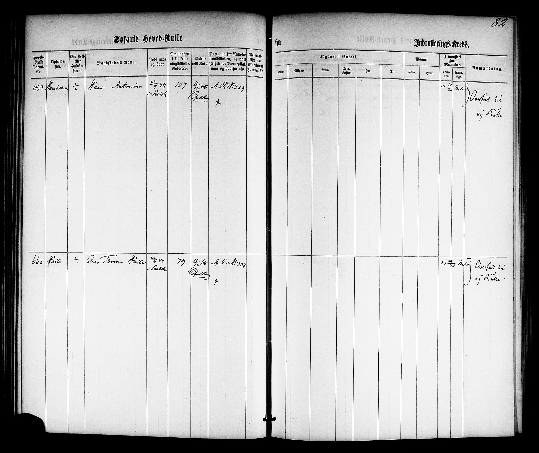 Sandefjord innrulleringskontor, AV/SAKO-A-788/F/Fb/L0002: Hovedrulle, 1861-1869, p. 101