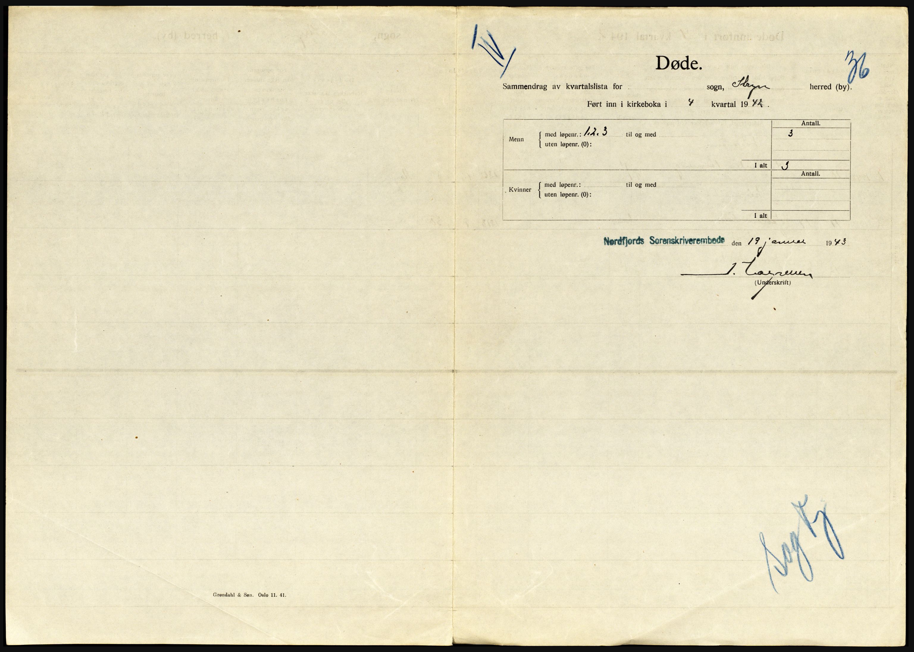 Statistisk sentralbyrå, Sosiodemografiske emner, Befolkning, AV/RA-S-2228/D/Df/Dfe/Dfeb/L0032: Sogn og Fjordane, 1942, p. 693