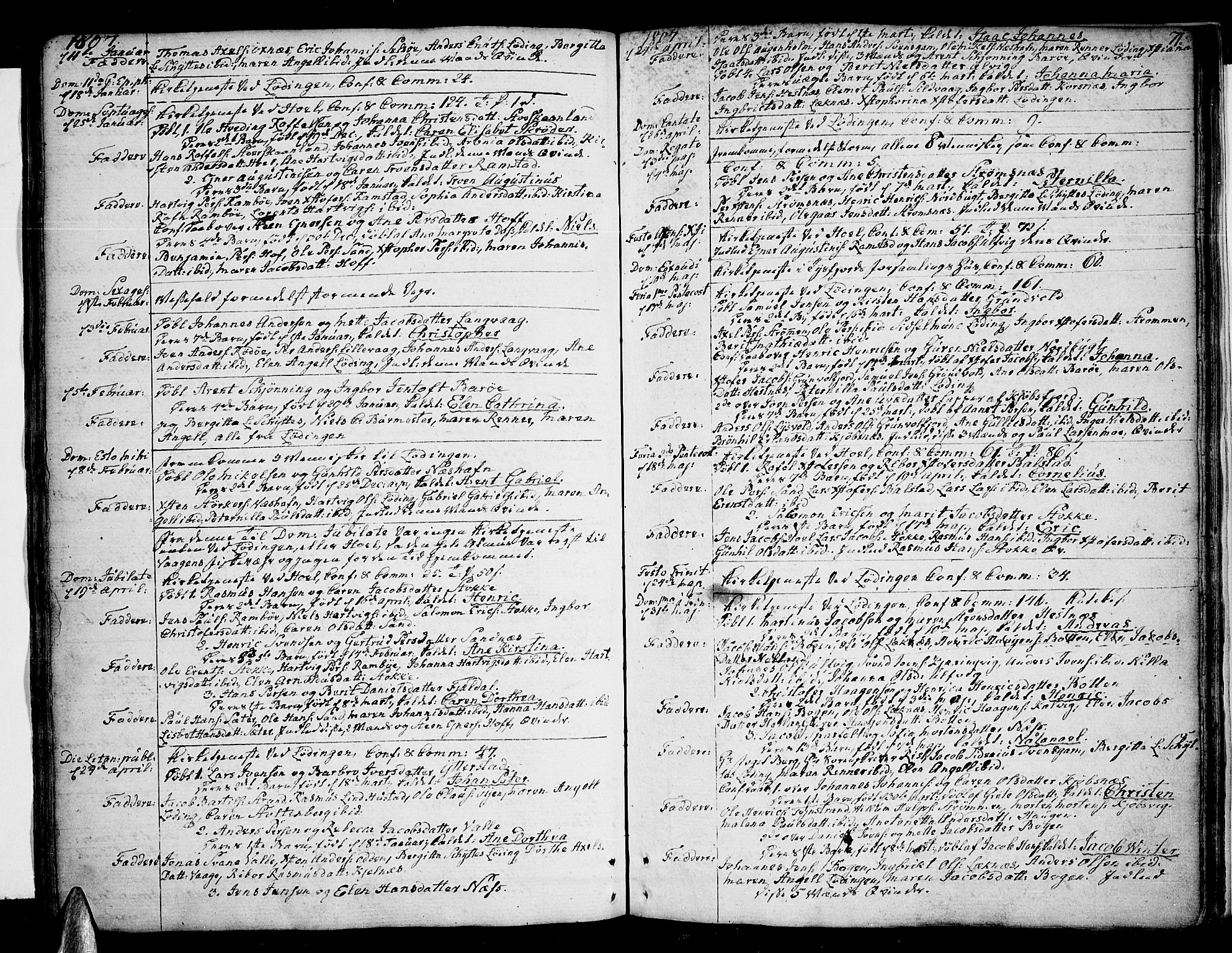 Ministerialprotokoller, klokkerbøker og fødselsregistre - Nordland, AV/SAT-A-1459/872/L1031: Parish register (official) no. 872A06, 1787-1829, p. 71