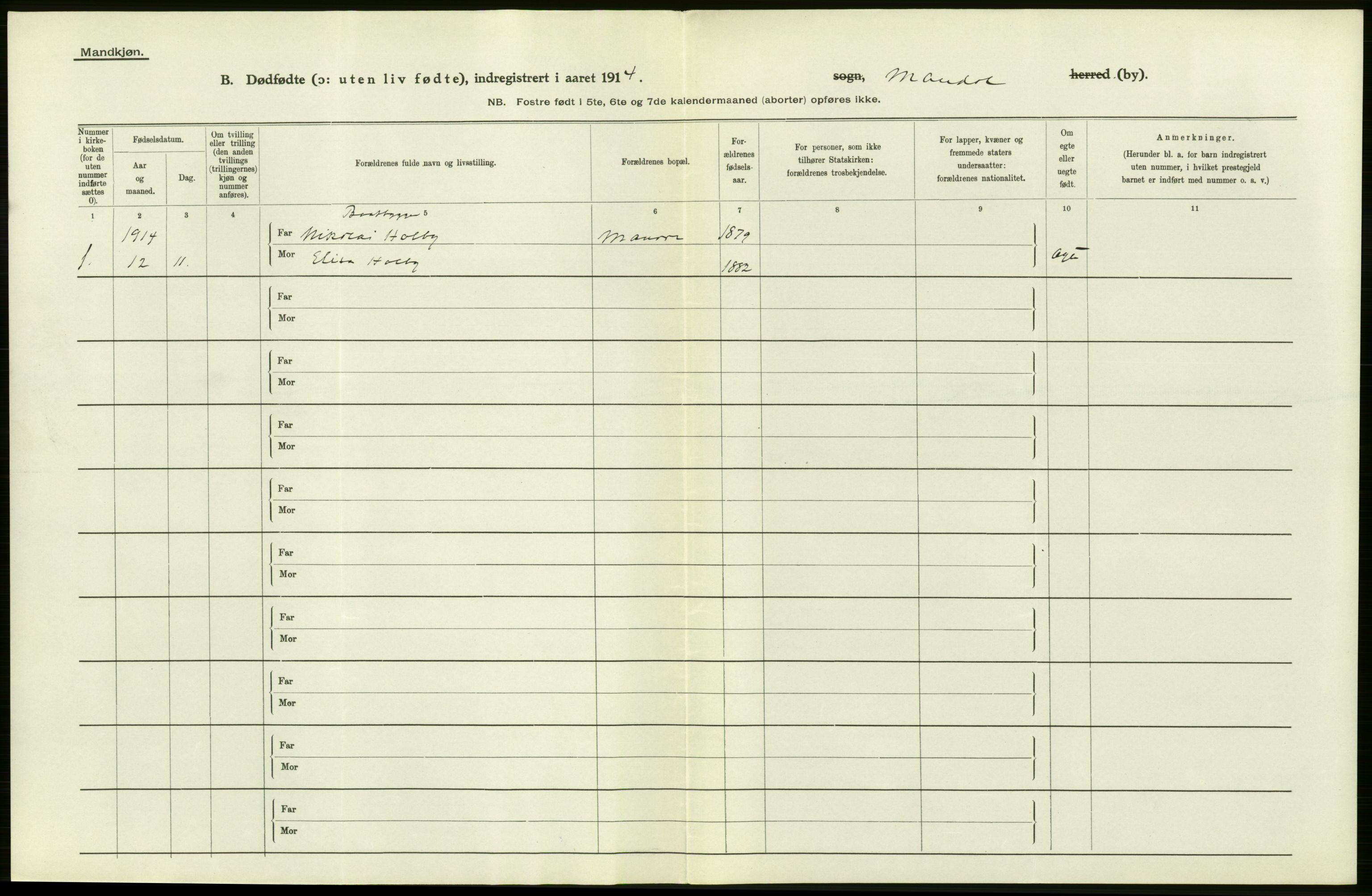 Statistisk sentralbyrå, Sosiodemografiske emner, Befolkning, AV/RA-S-2228/D/Df/Dfb/Dfbd/L0023: Lister og Mandals amt: Døde, dødfødte. Bygder og byer., 1914, p. 56