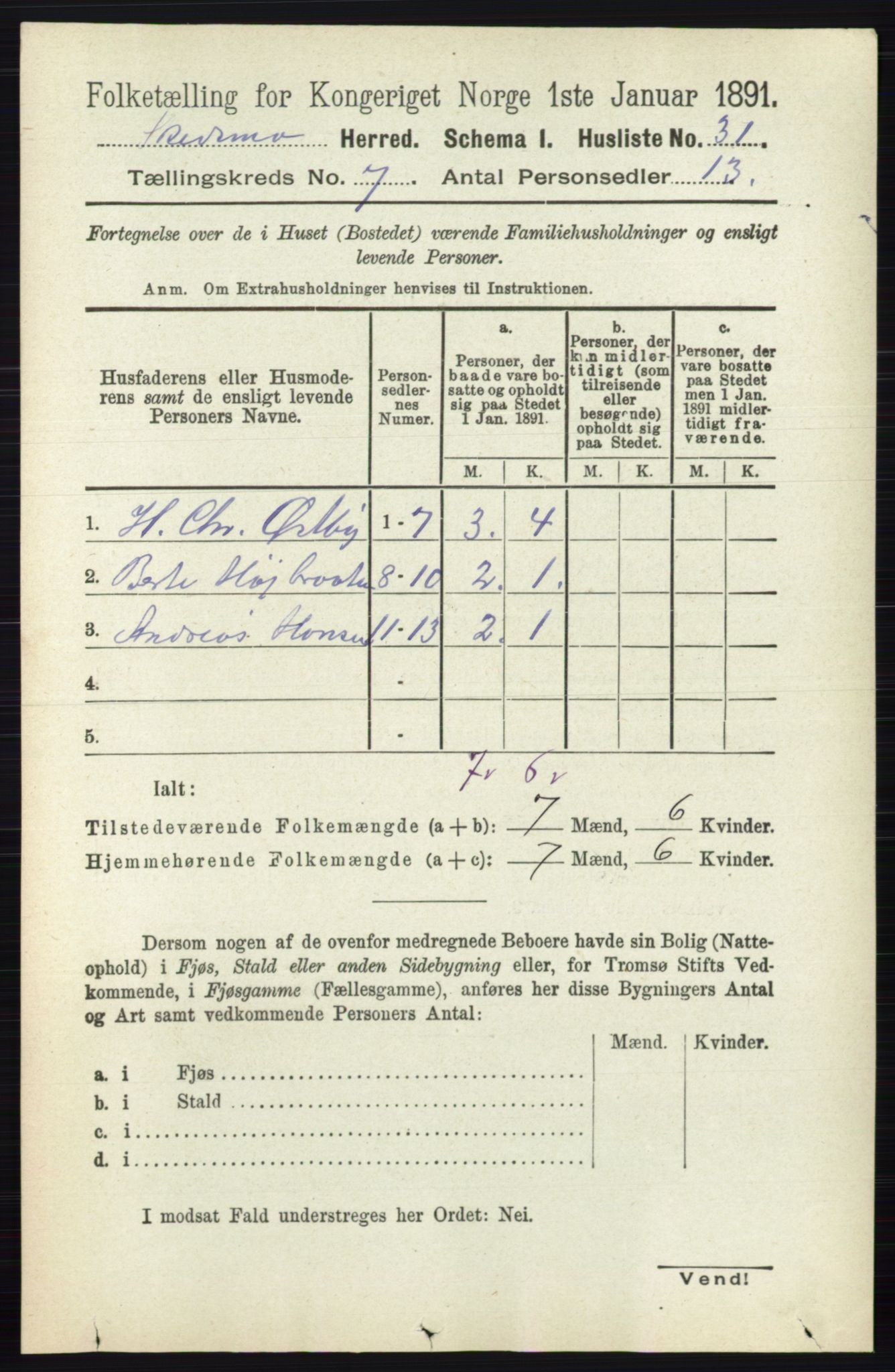 RA, 1891 census for 0231 Skedsmo, 1891, p. 3297