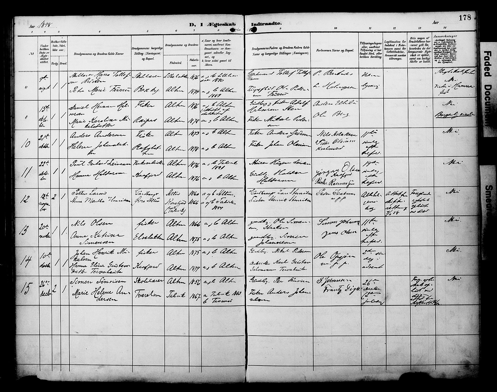 Alta sokneprestkontor, SATØ/S-1338/H/Ha/L0003.kirke: Parish register (official) no. 3, 1892-1904, p. 178