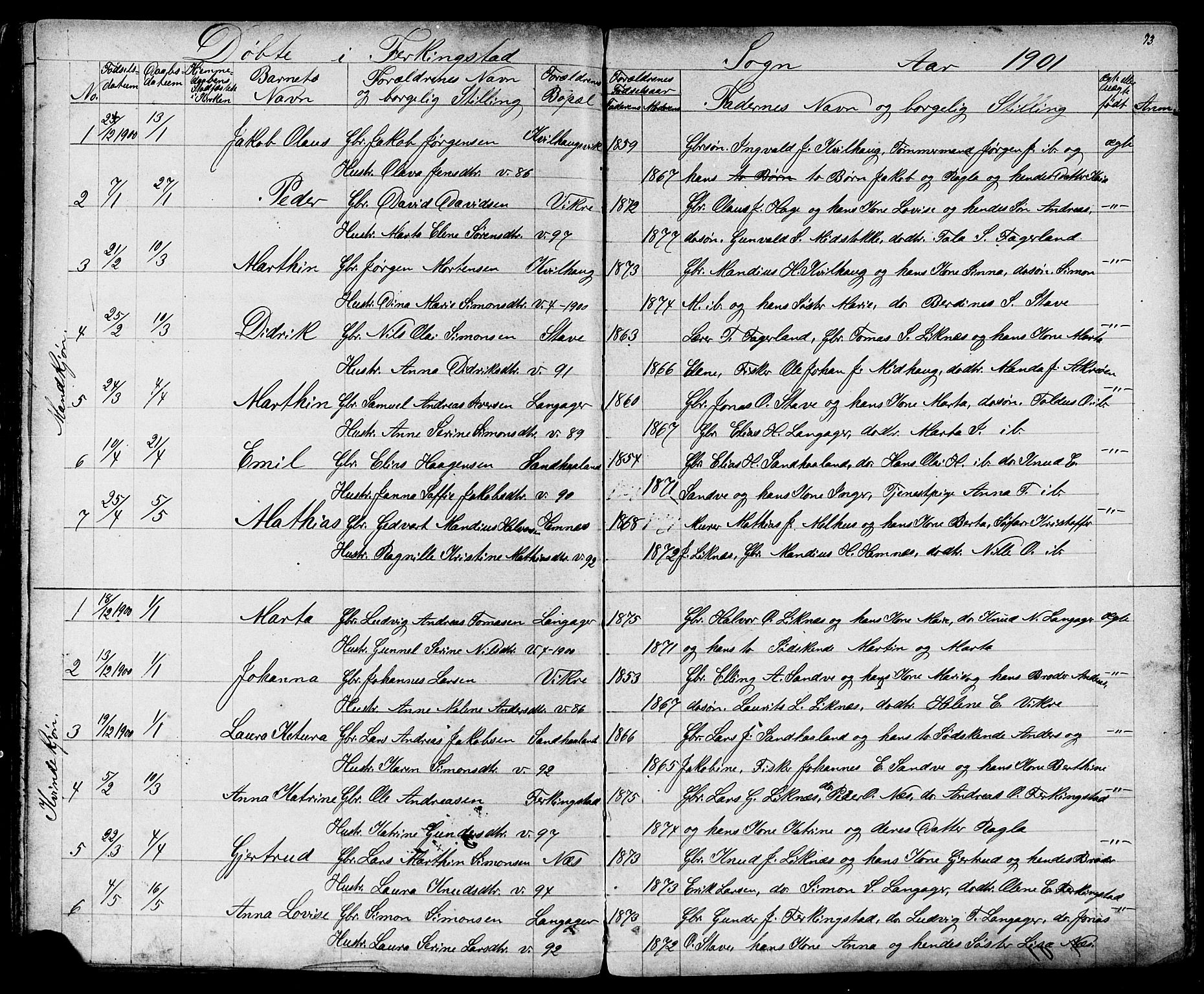 Skudenes sokneprestkontor, AV/SAST-A -101849/H/Ha/Hab/L0006: Parish register (copy) no. B 6, 1874-1908, p. 73
