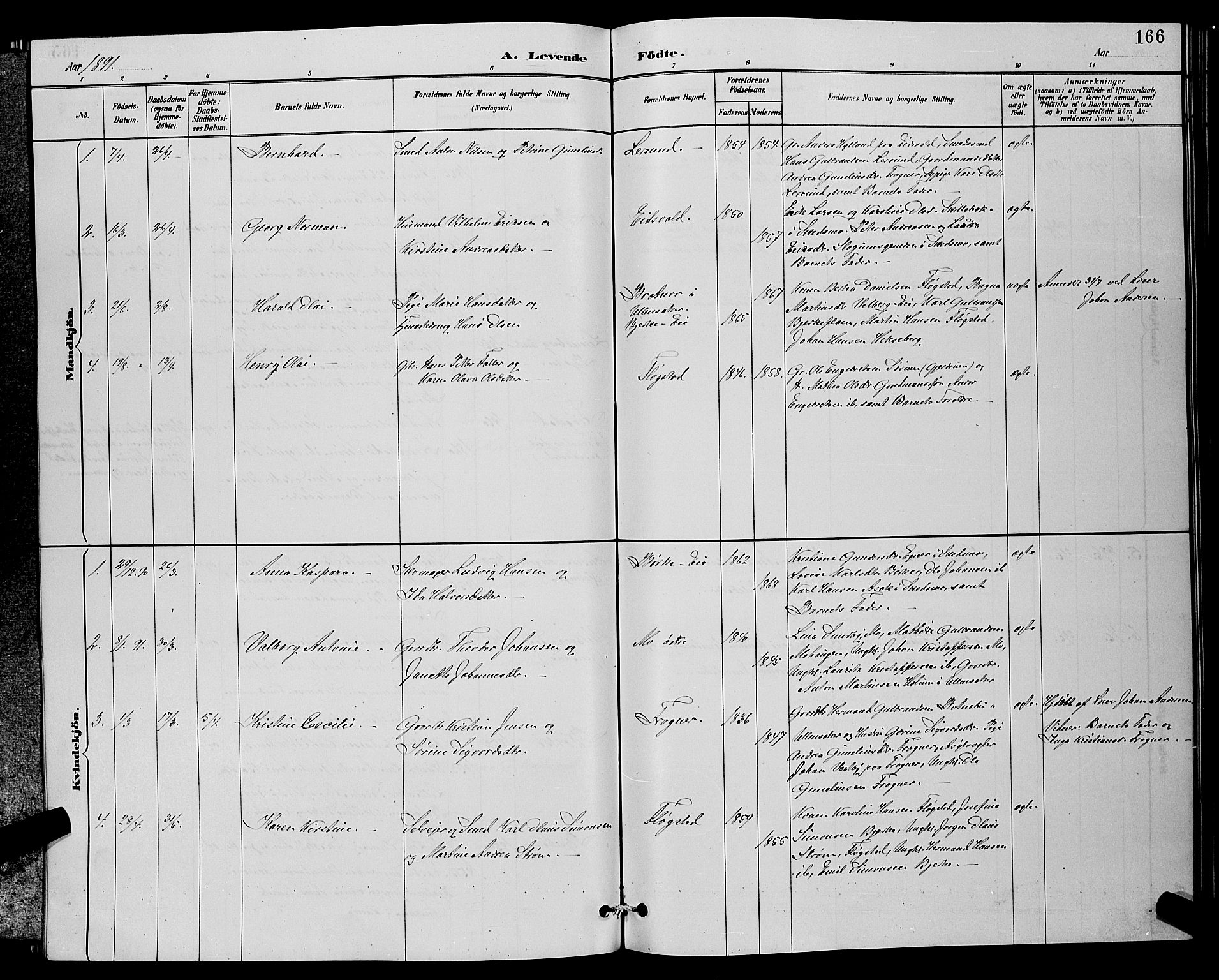 Sørum prestekontor Kirkebøker, SAO/A-10303/G/Ga/L0005: Parish register (copy) no. I 5.2, 1886-1894, p. 166