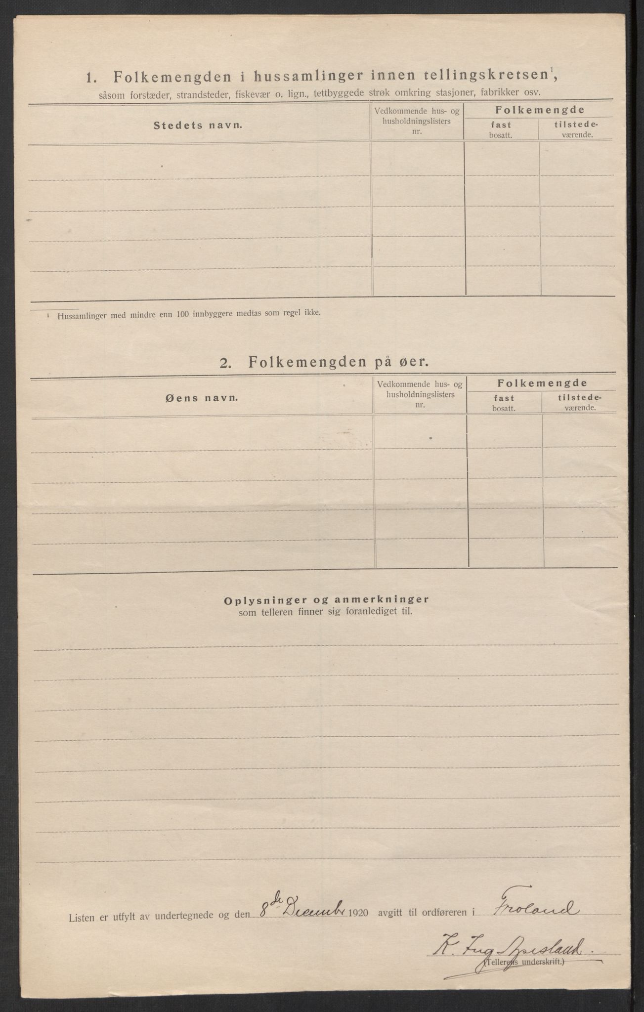 SAK, 1920 census for Froland, 1920, p. 35