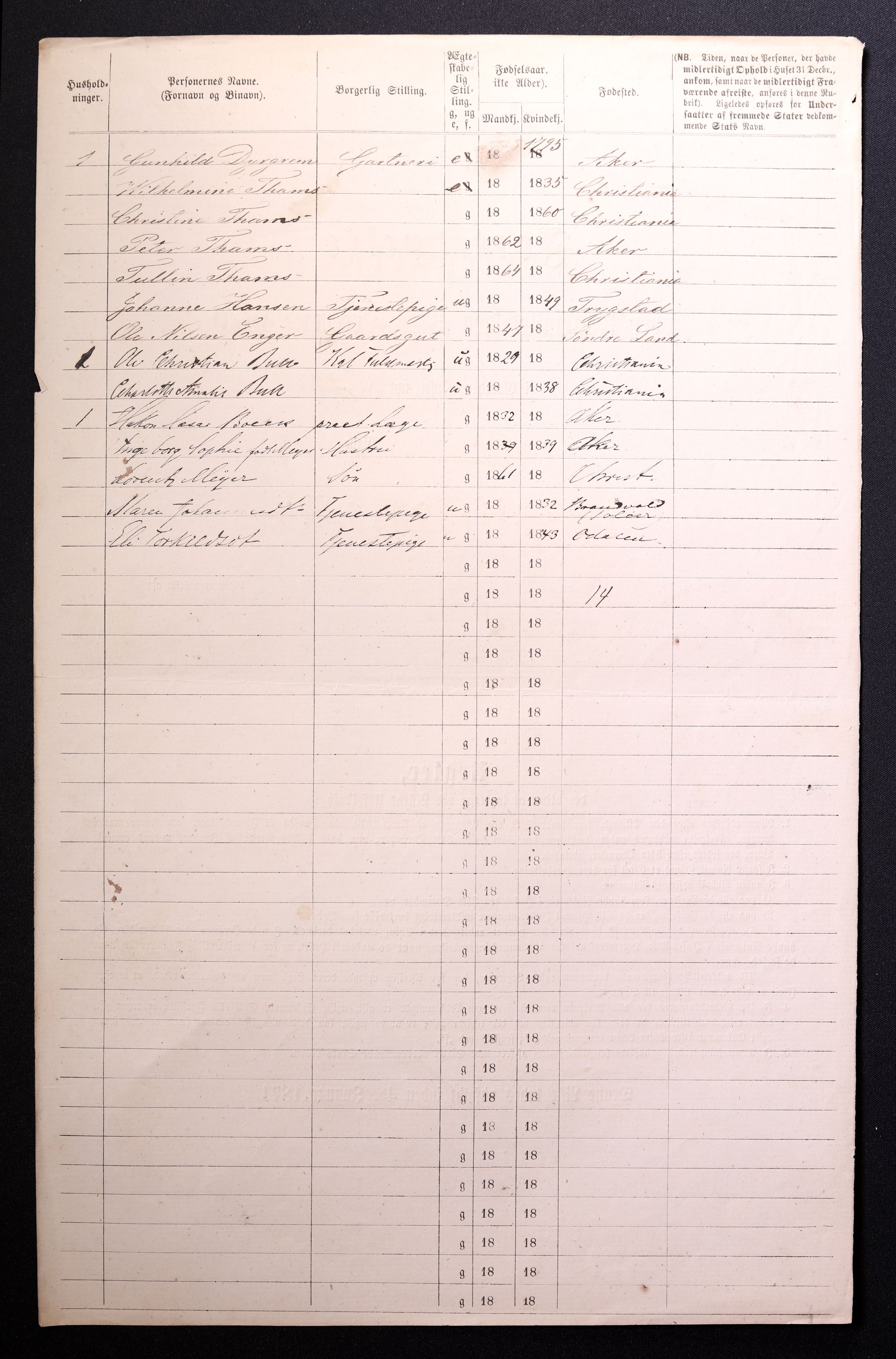 RA, 1870 census for 0301 Kristiania, 1870, p. 1565