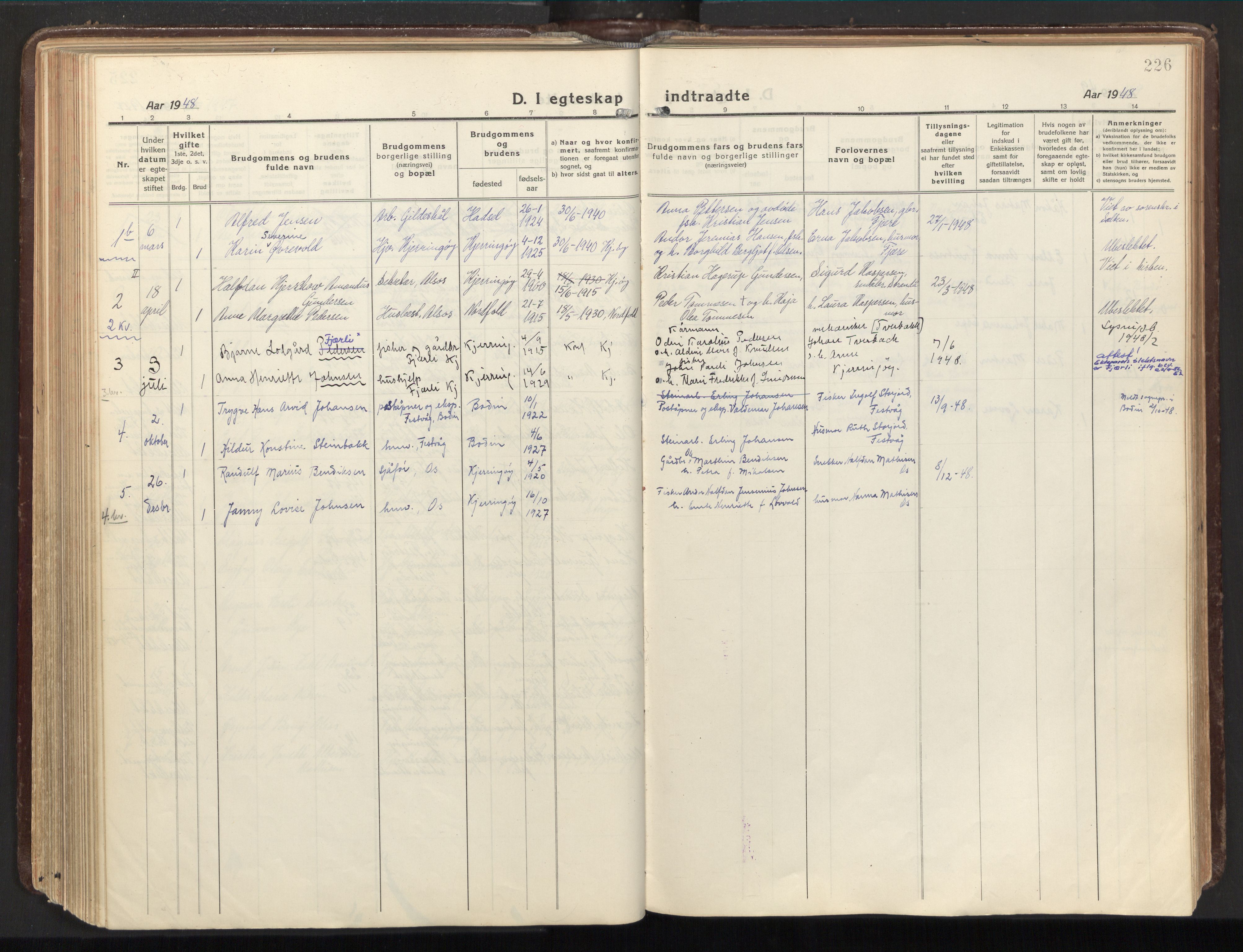 Ministerialprotokoller, klokkerbøker og fødselsregistre - Nordland, SAT/A-1459/803/L0073: Parish register (official) no. 803A03, 1920-1955, p. 226