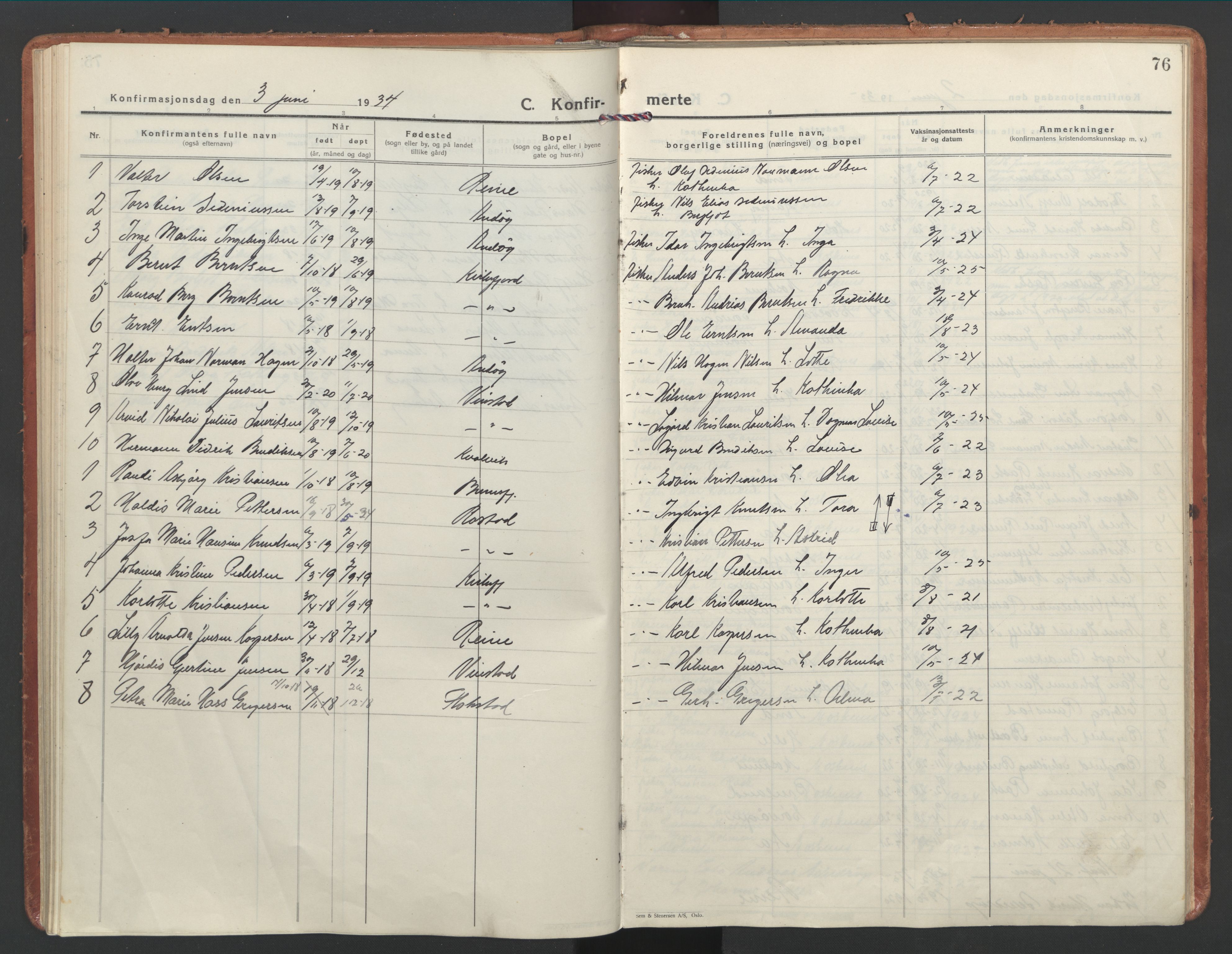 Ministerialprotokoller, klokkerbøker og fødselsregistre - Nordland, SAT/A-1459/886/L1223: Parish register (official) no. 886A05, 1926-1938, p. 76