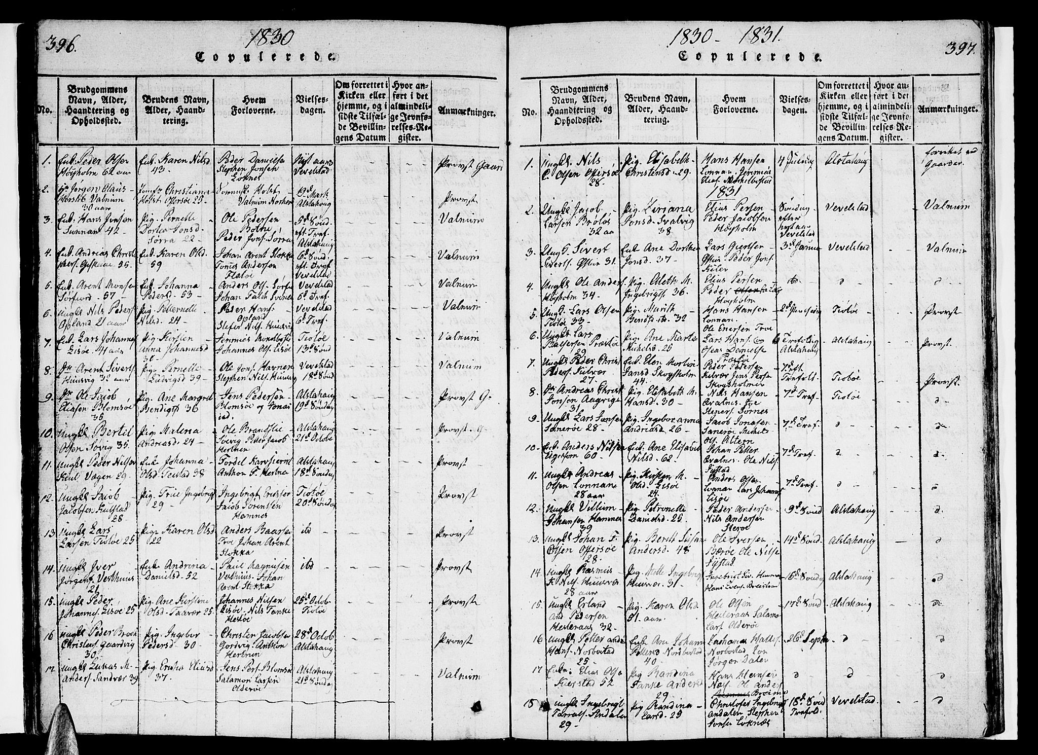 Ministerialprotokoller, klokkerbøker og fødselsregistre - Nordland, AV/SAT-A-1459/830/L0457: Parish register (copy) no. 830C01 /1, 1820-1842, p. 396-397