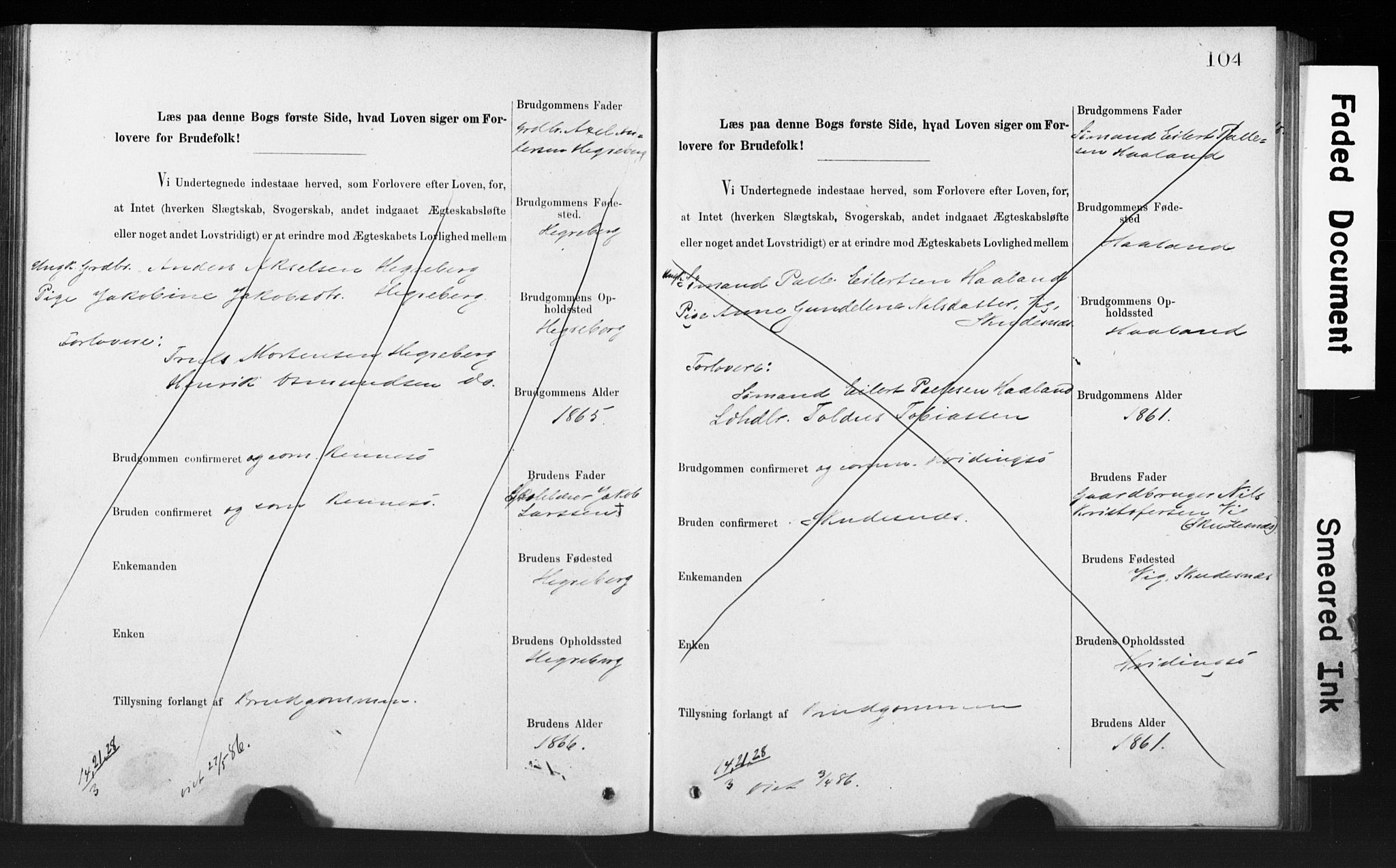 Rennesøy sokneprestkontor, SAST/A -101827/I/Ie/L0001: Banns register no. 1, 1873-1898, p. 104