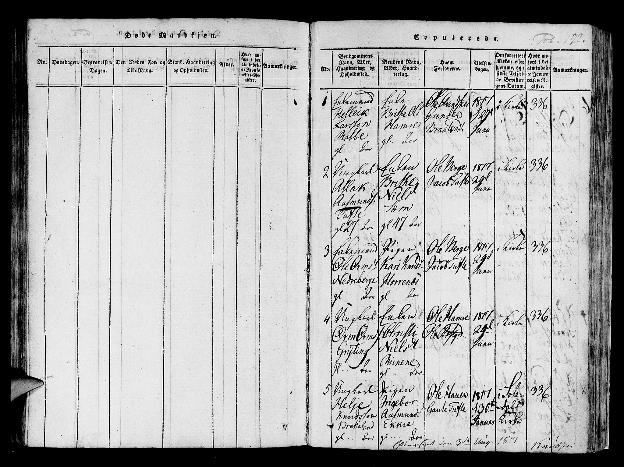 Røldal sokneprestembete, SAB/A-100247: Parish register (official) no. A 2, 1817-1856, p. 192