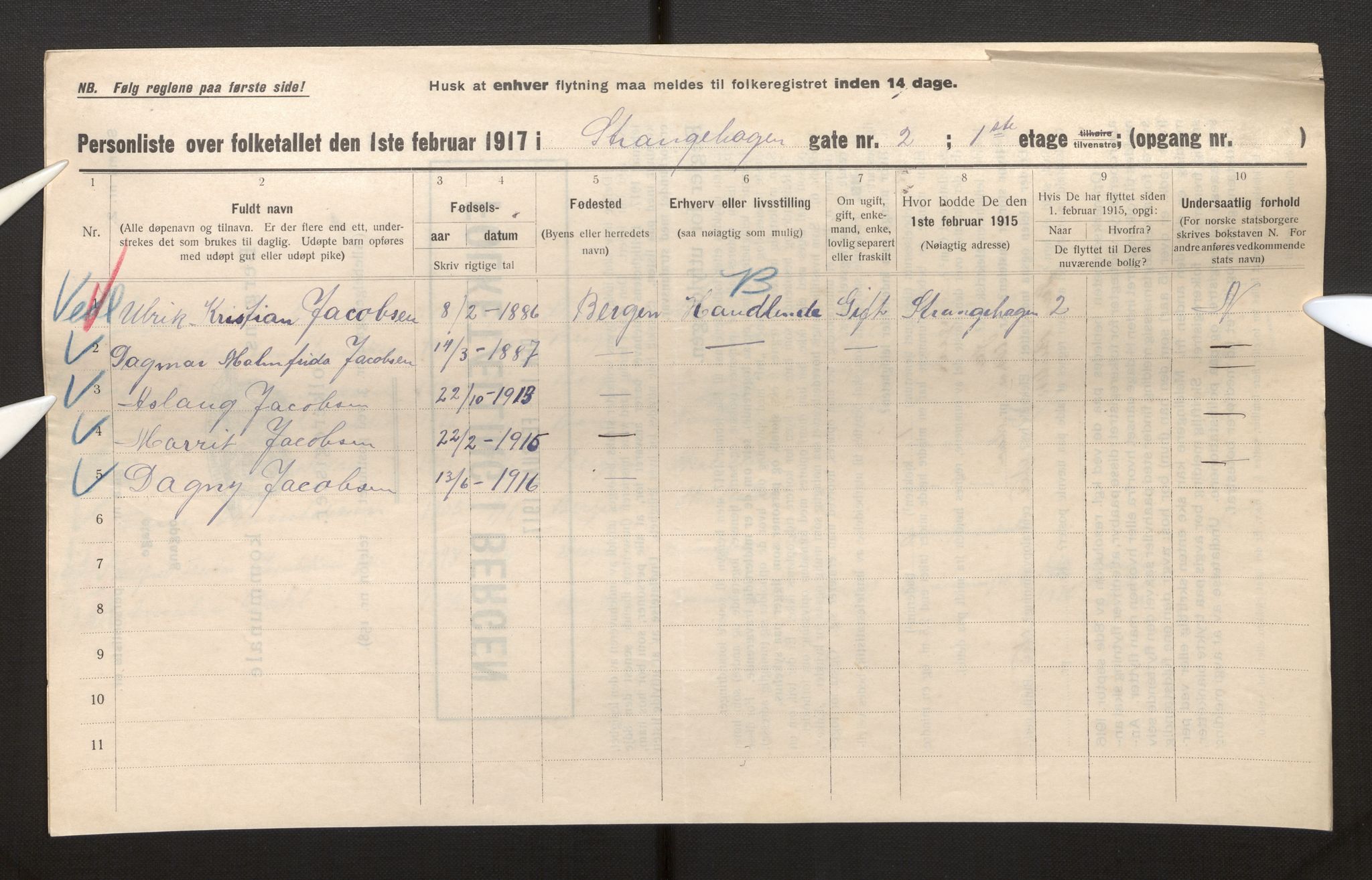 SAB, Municipal Census 1917 for Bergen, 1917, p. 38403