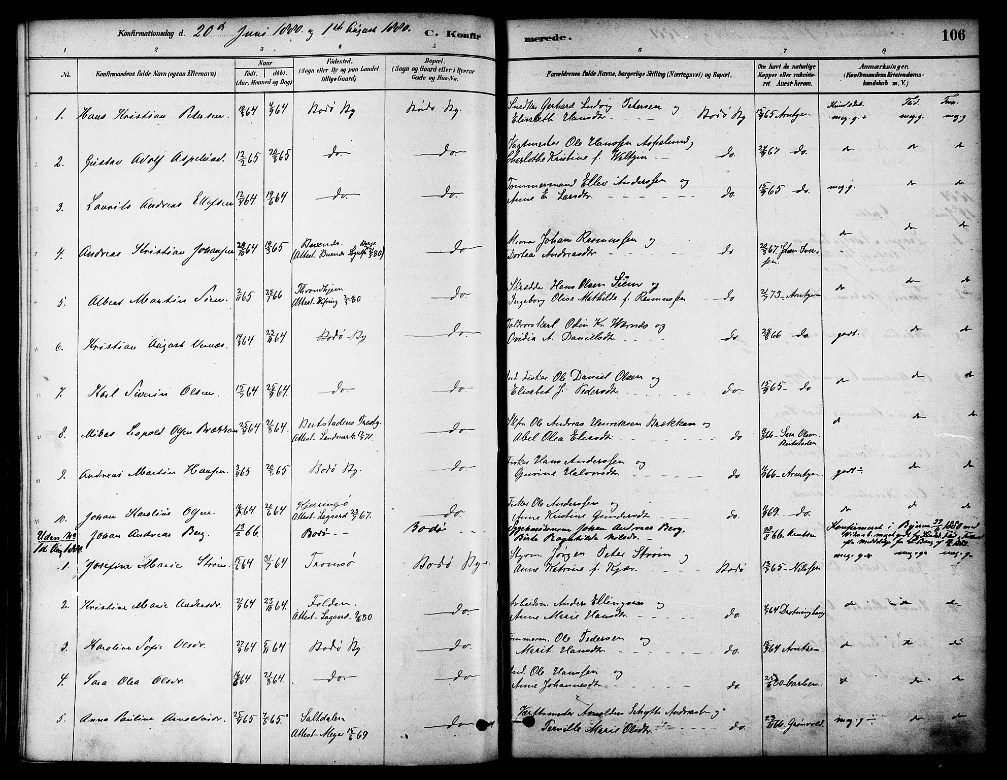 Ministerialprotokoller, klokkerbøker og fødselsregistre - Nordland, AV/SAT-A-1459/801/L0030: Parish register (copy) no. 801C05, 1879-1887, p. 106