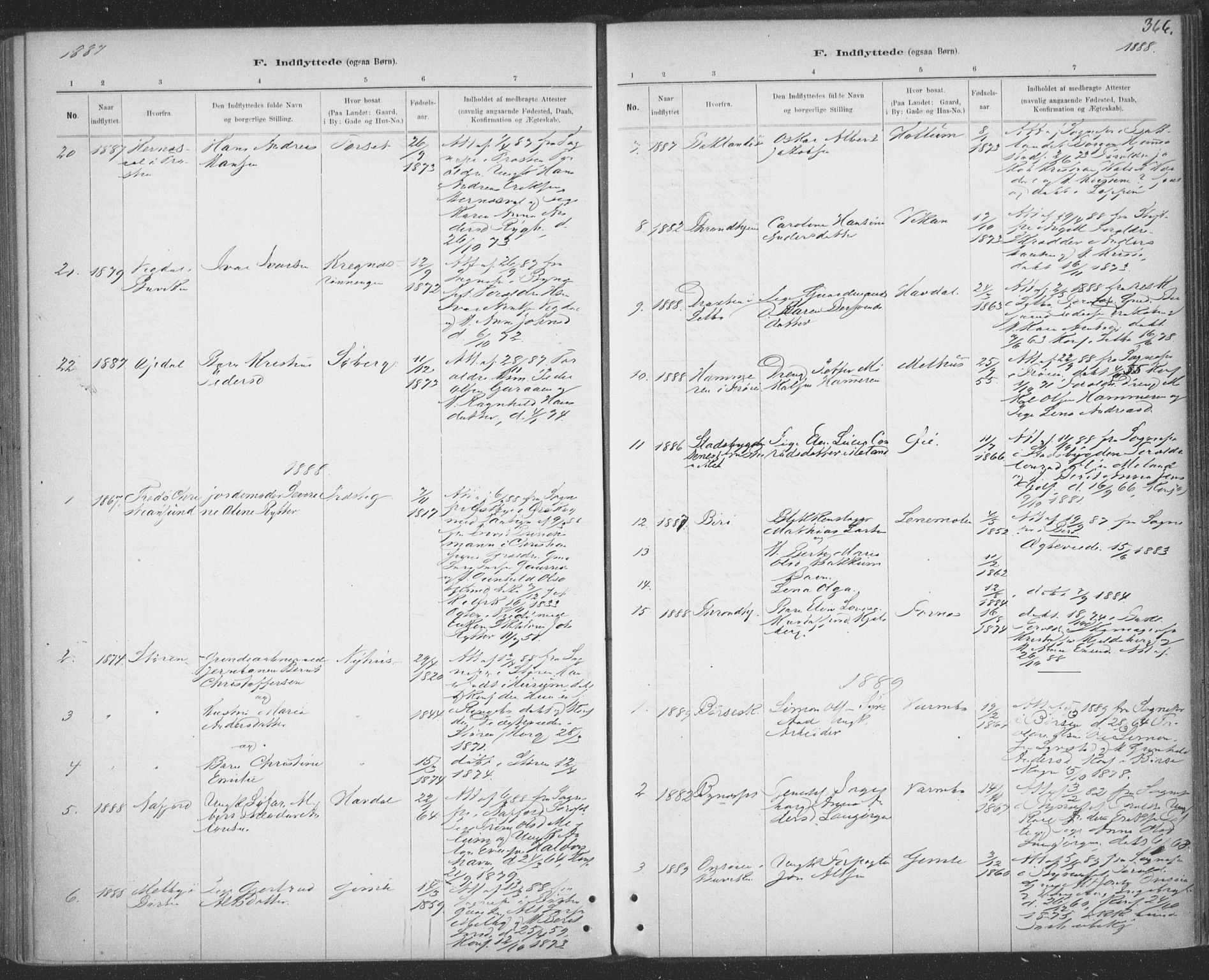Ministerialprotokoller, klokkerbøker og fødselsregistre - Sør-Trøndelag, SAT/A-1456/691/L1085: Parish register (official) no. 691A17, 1887-1908, p. 366
