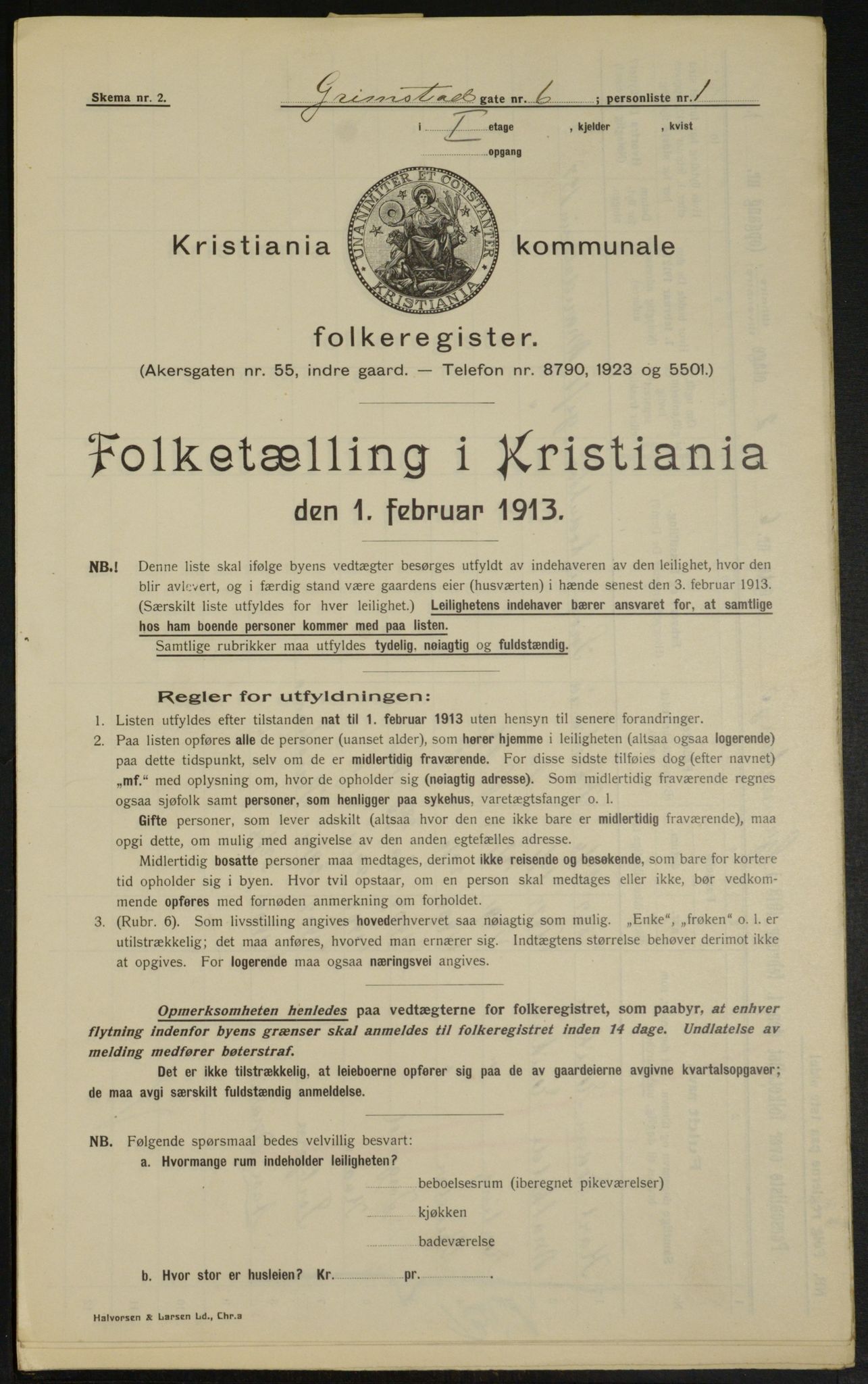 OBA, Municipal Census 1913 for Kristiania, 1913, p. 30033