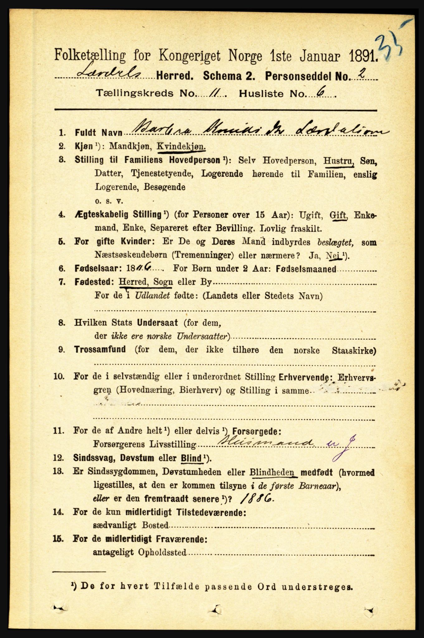 RA, 1891 census for 1422 Lærdal, 1891, p. 2179