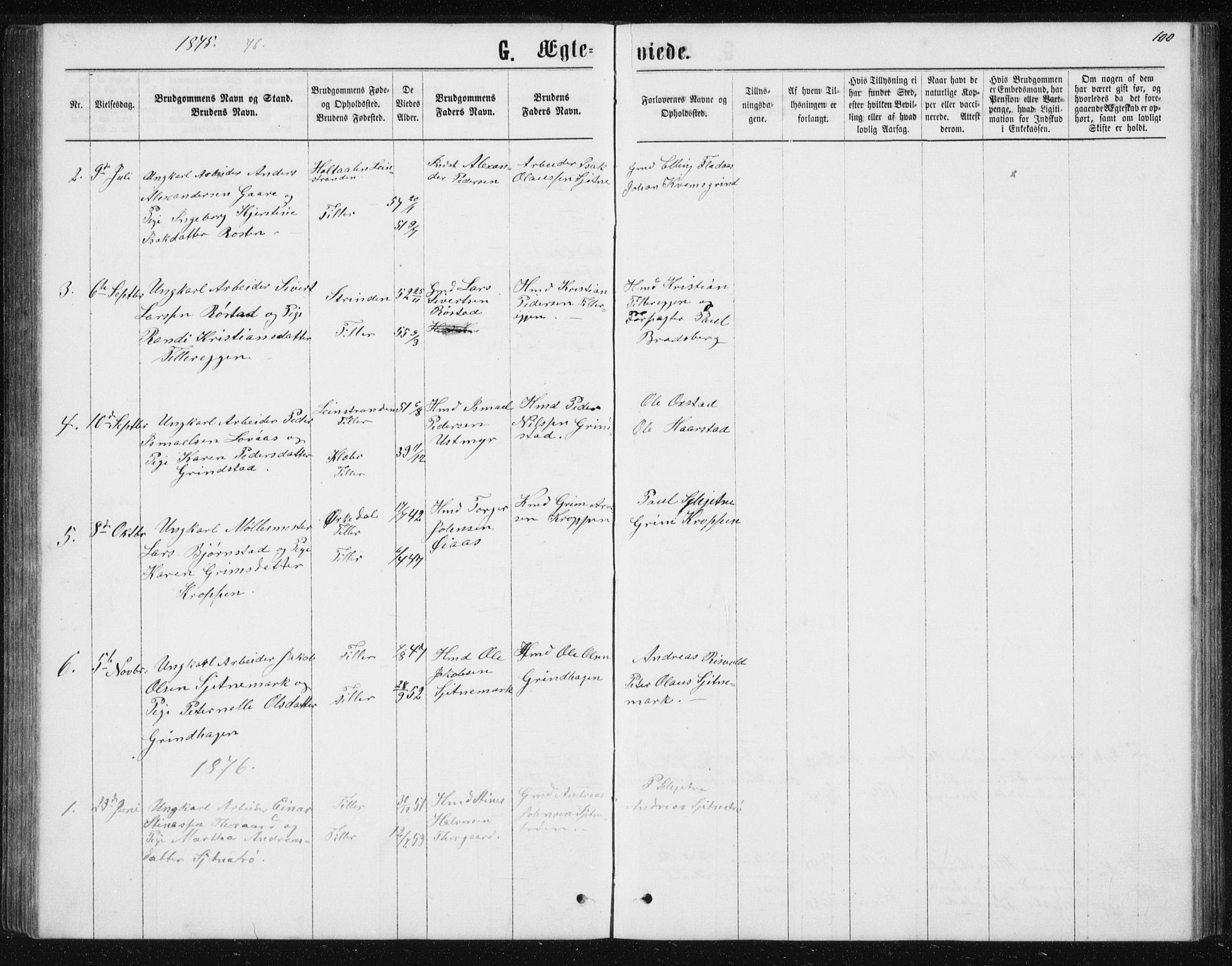 Ministerialprotokoller, klokkerbøker og fødselsregistre - Sør-Trøndelag, AV/SAT-A-1456/621/L0459: Parish register (copy) no. 621C02, 1866-1895, p. 100